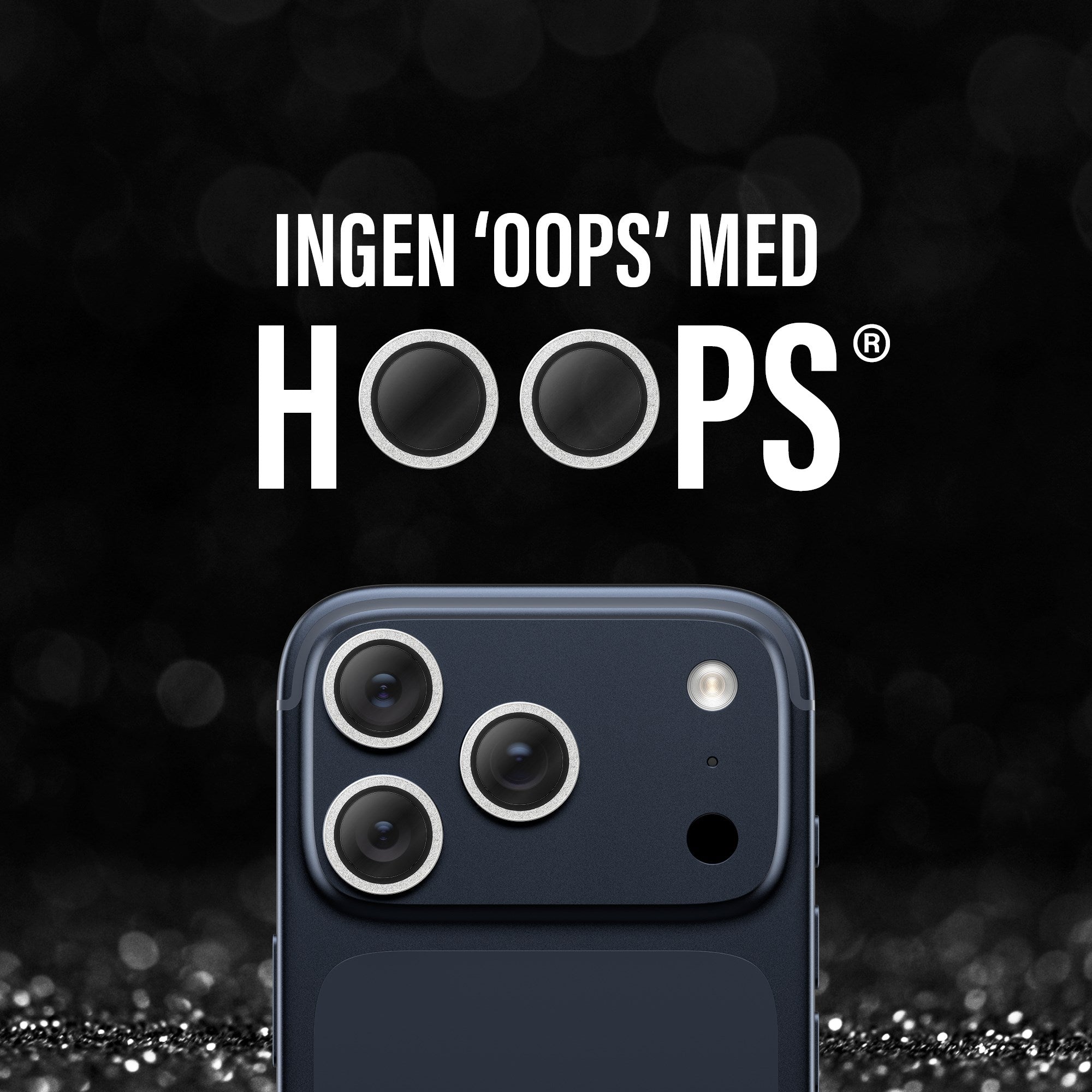 PanzerGlass® Hoops® Kameralinsebeskytter Glitter Sølv iPhone 17 Pro | iPhone 17 Pro Max | iPhone 16 Pro | 16 Pro Max