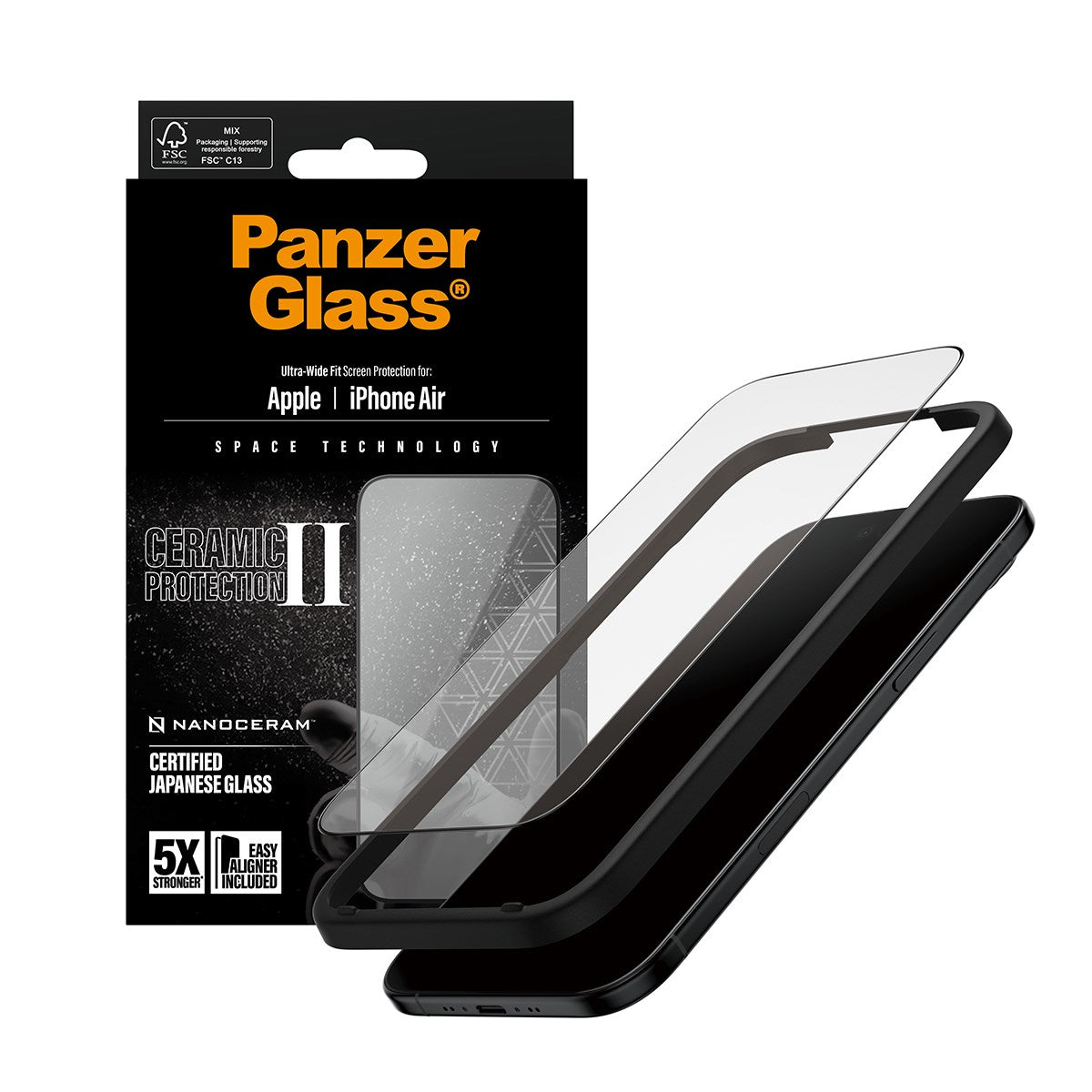 PanzerGlass® Ceramic II Skærmbeskyttelse iPhone Air | Ultra-Wide Fit m. EasyAligner