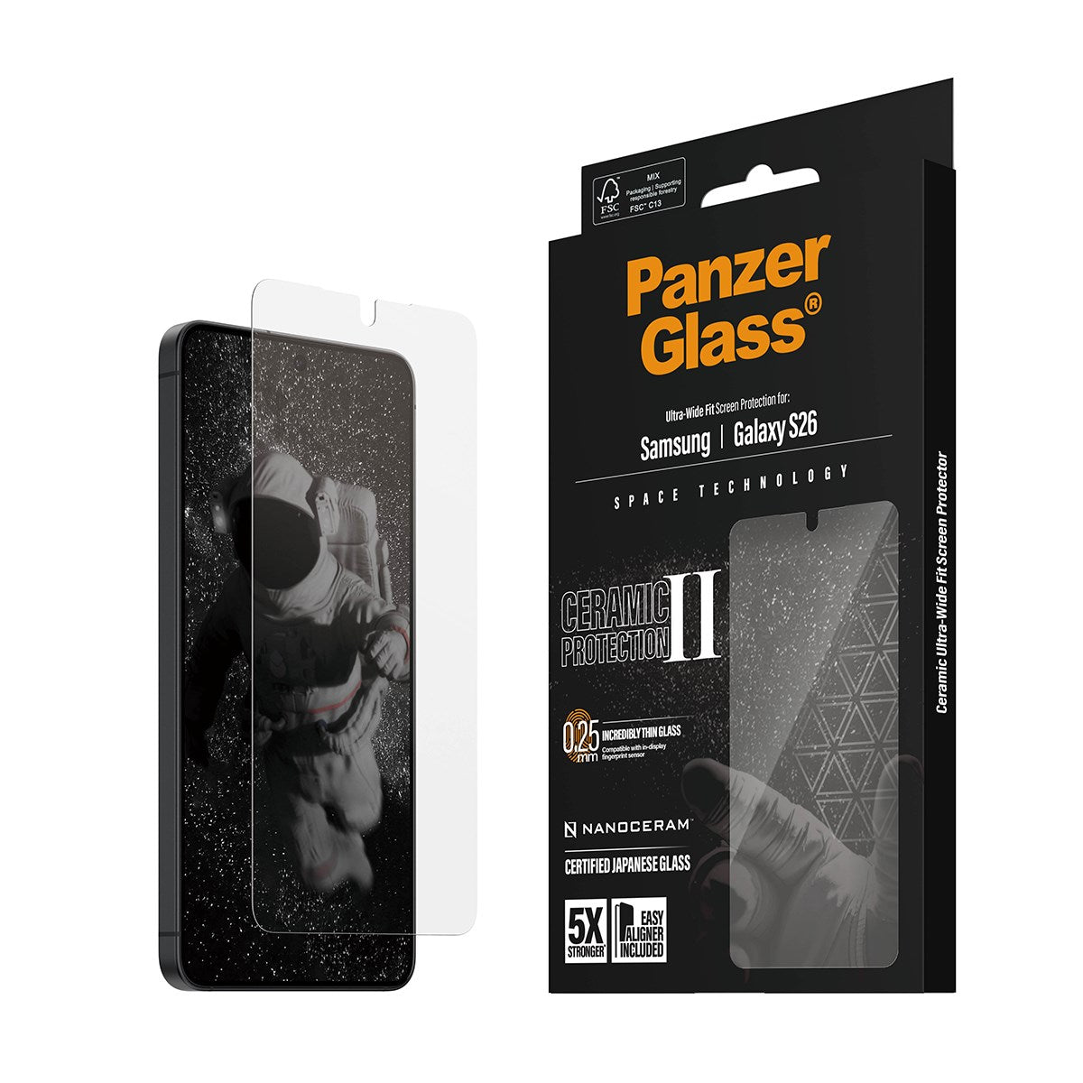 PanzerGlass® Ceramic Skærmbeskyttelse Samsung Galaxy S26 | Ultra-Wide Fit m. EasyAligner