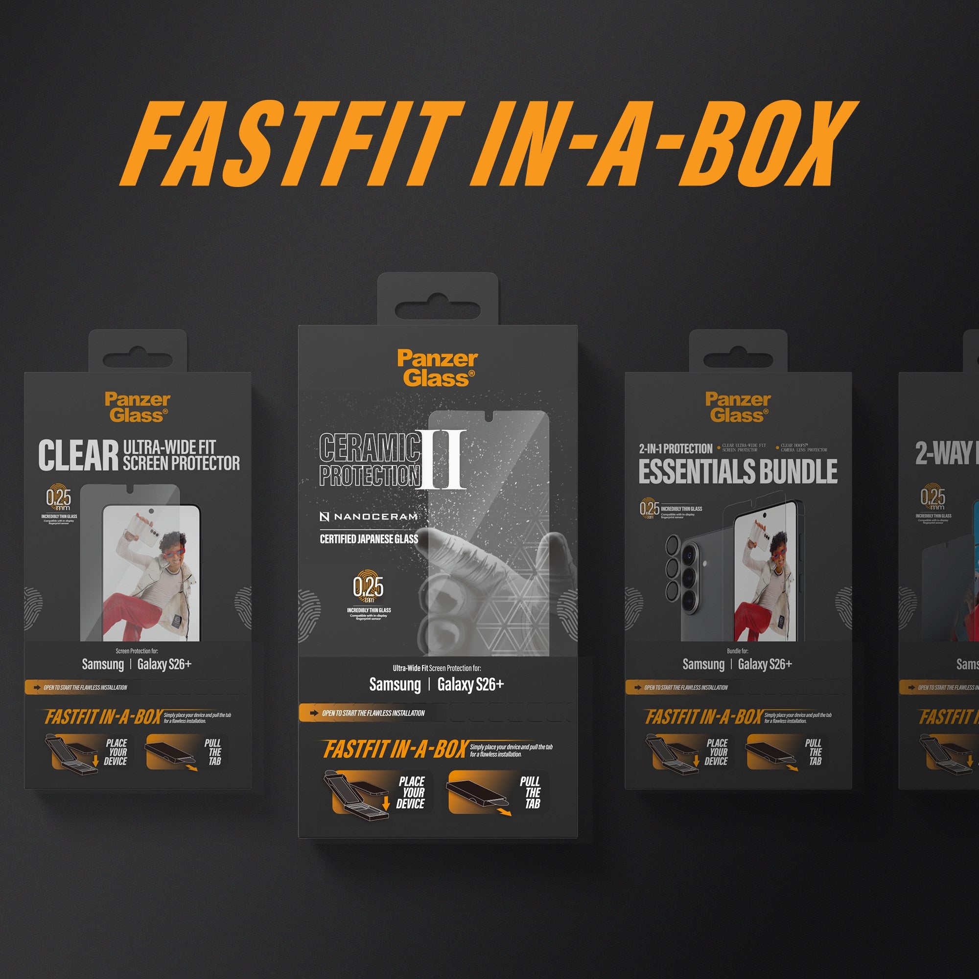 PanzerGlass® 2-Way Privacy Skærmbeskyttelse Samsung Galaxy S26+ | Ultra-Wide Fit m. FASTFIT IN-A-BOX