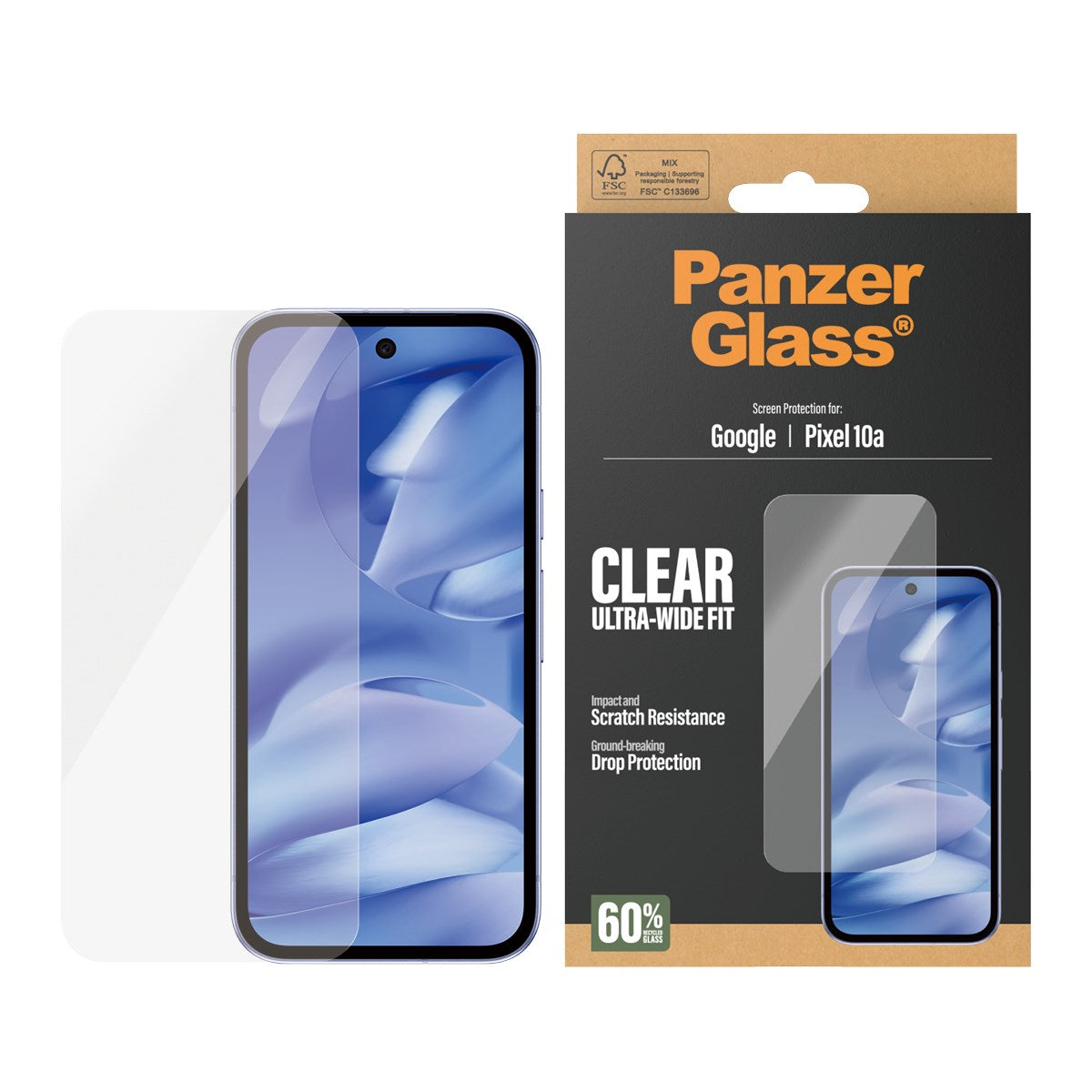 PanzerGlass® Skærmbeskyttelse Google Pixel 10a 5G | Ultra-Wide Fit