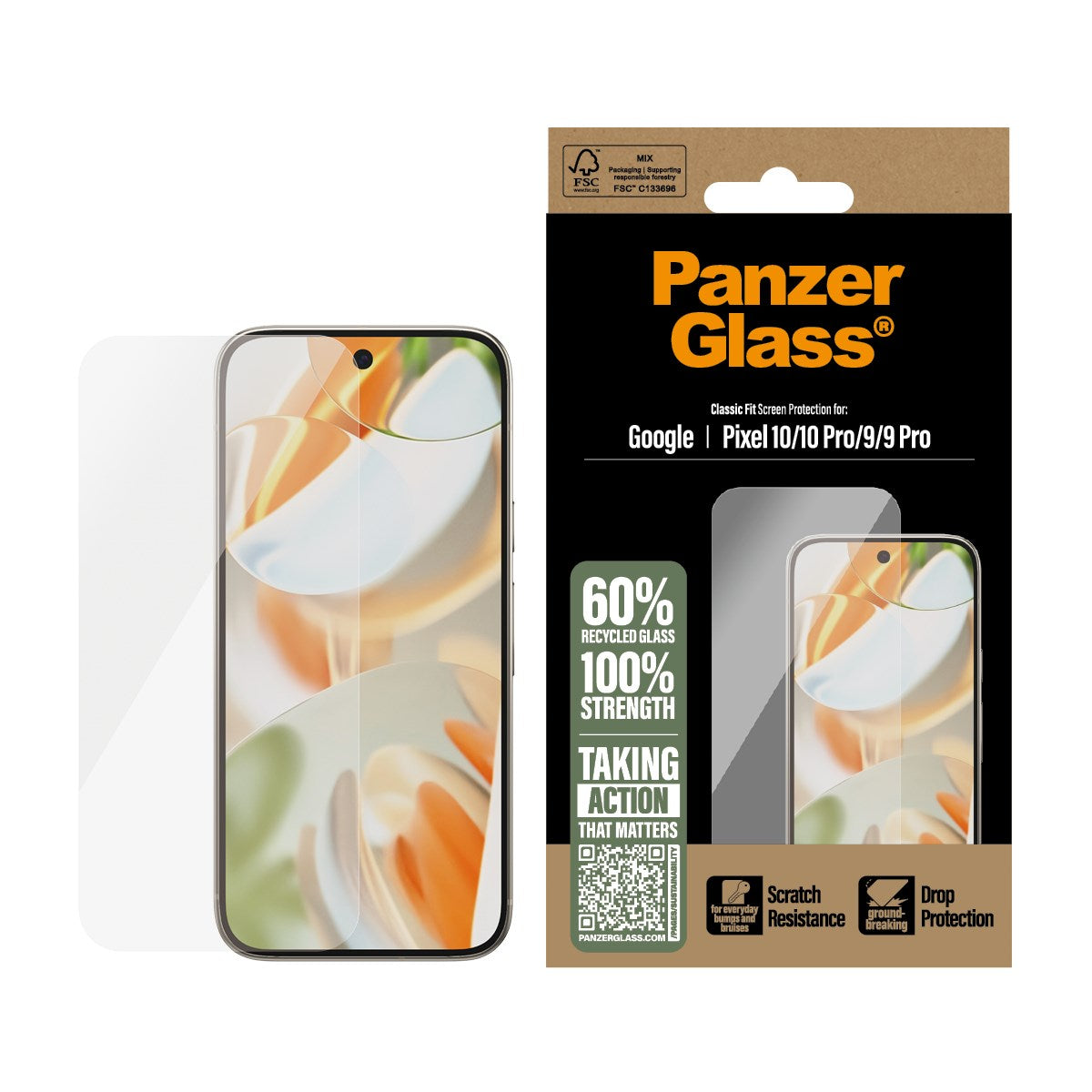 PanzerGlass® Skærmbeskyttelse Google Pixel 10 | 10 Pro 5G | 9 5G | 9 Pro 5G | Classic Fit