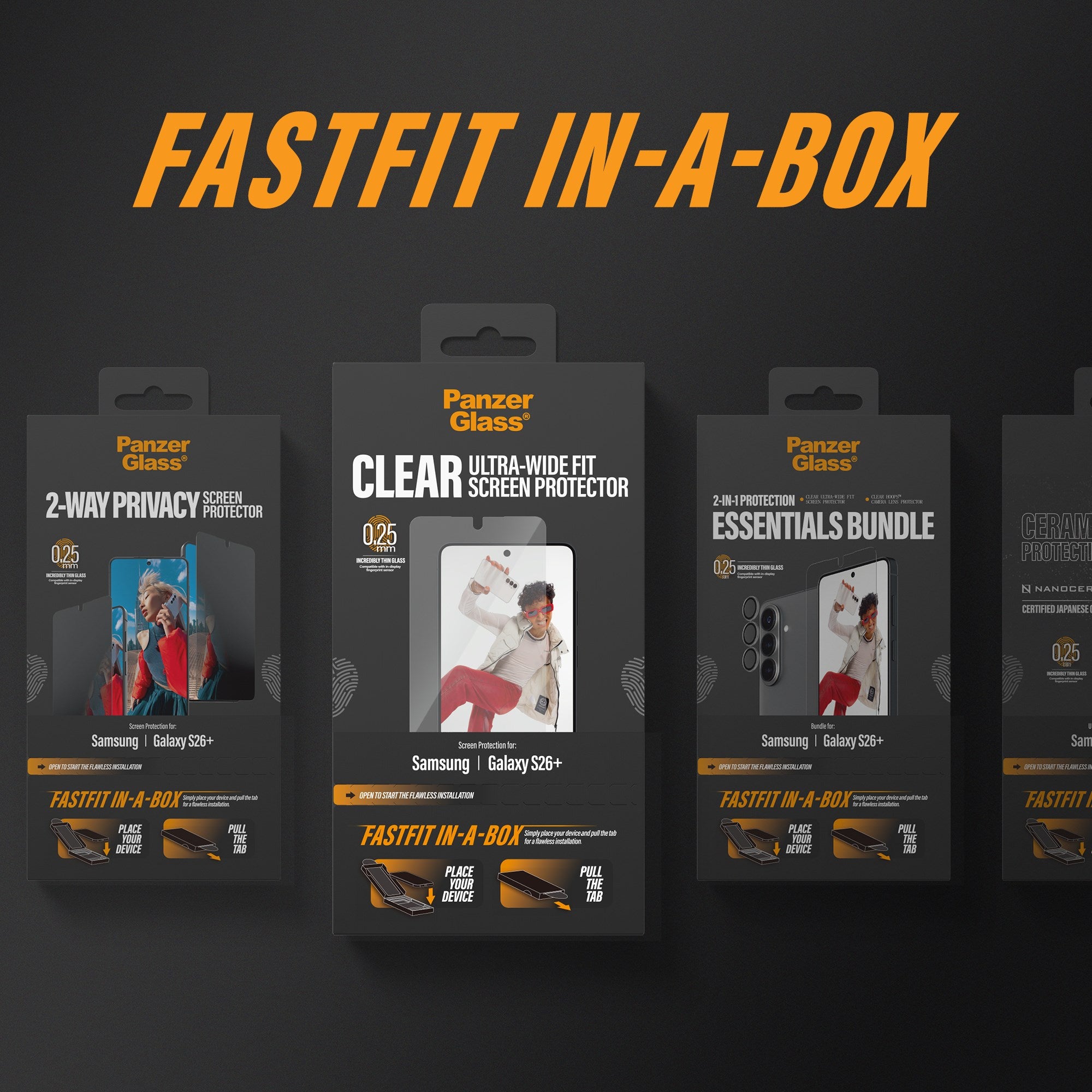 PanzerGlass® Ceramic Skærmbeskyttelse Samsung Galaxy S26+ | Ultra-Wide Fit m. FASTFIT IN-A-BOX