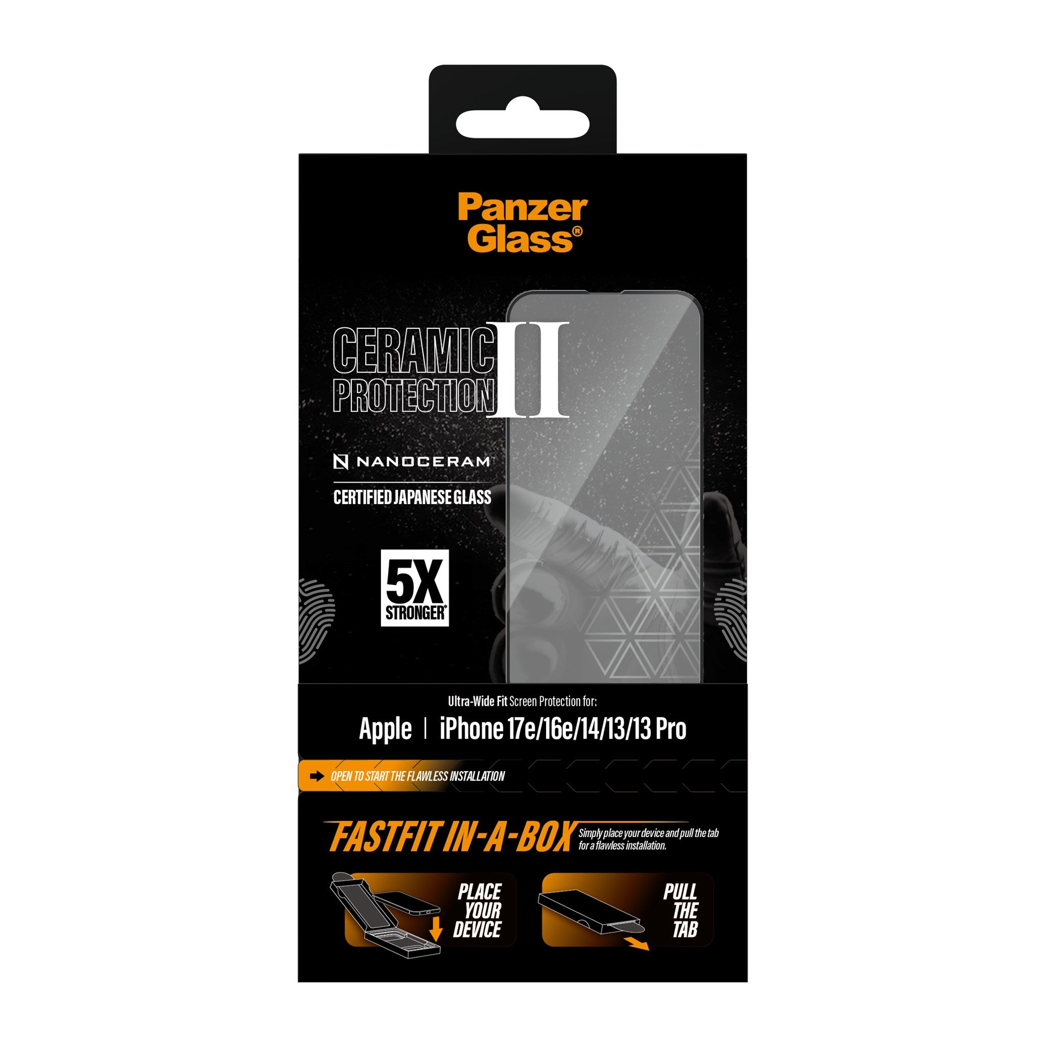PanzerGlass® Ceramic Skærmbeskyttelse iPhone 17e |16e | 14 | 13 | 13 Pro | Ultra-Wide Fit w. FASTFIT IN-A-BOX