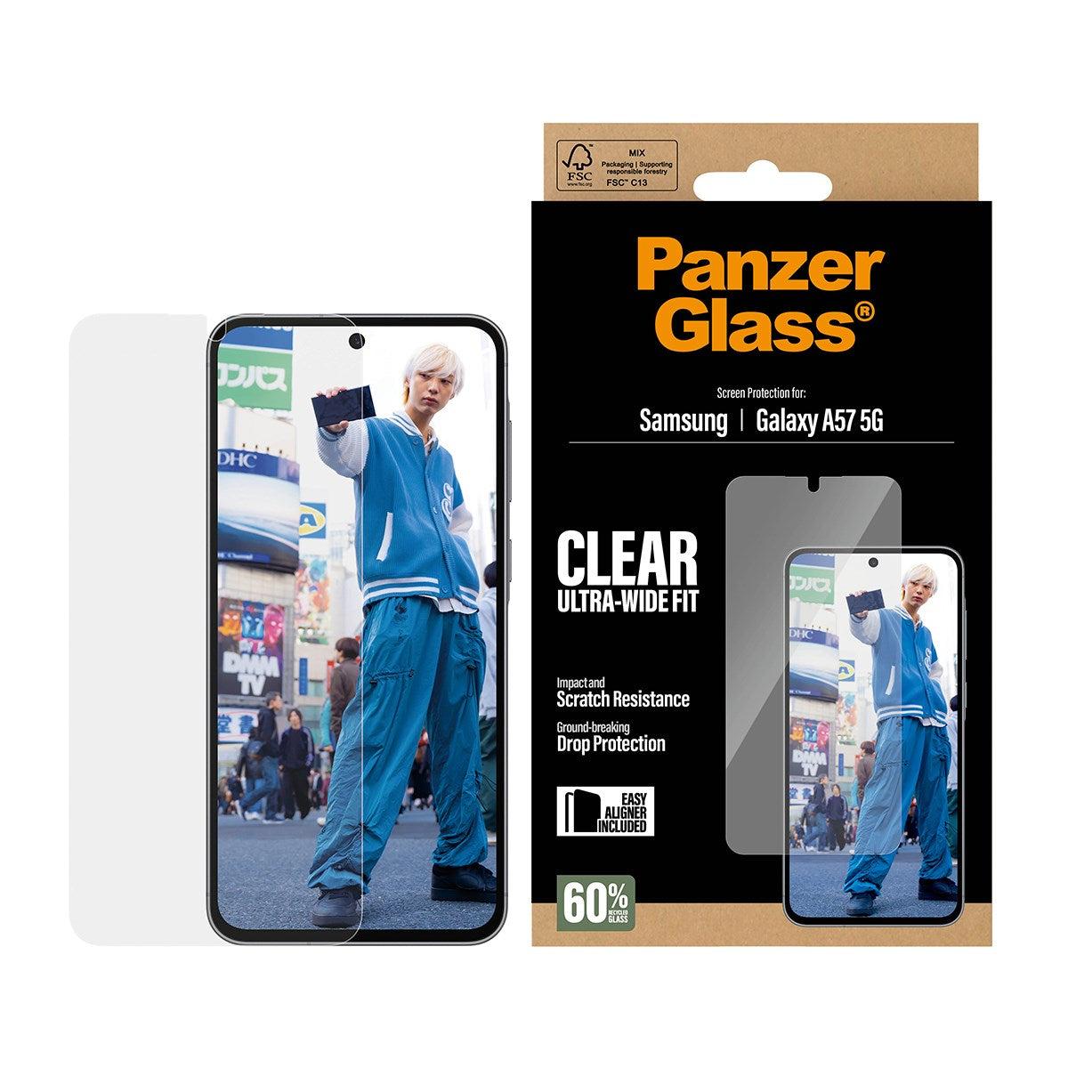 PanzerGlass® Skærmbeskyttelse Samsung Galaxy A57 5G | Ultra-Wide Fit m. EasyAligner