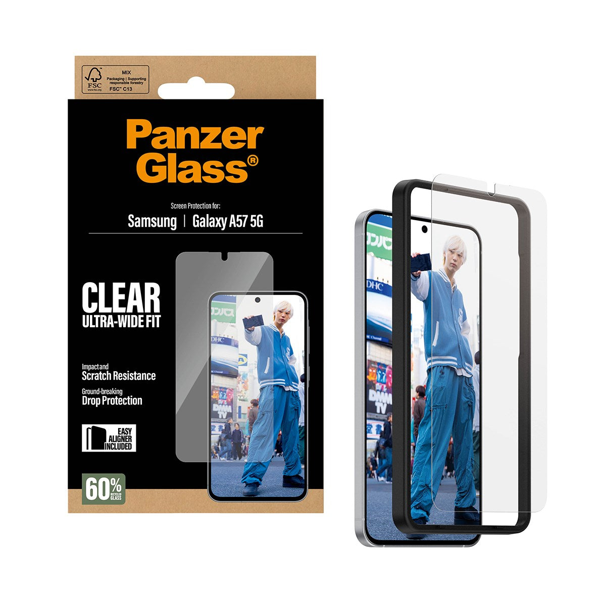 PanzerGlass® Skærmbeskyttelse Samsung Galaxy A57 5G | Ultra-Wide Fit m. EasyAligner