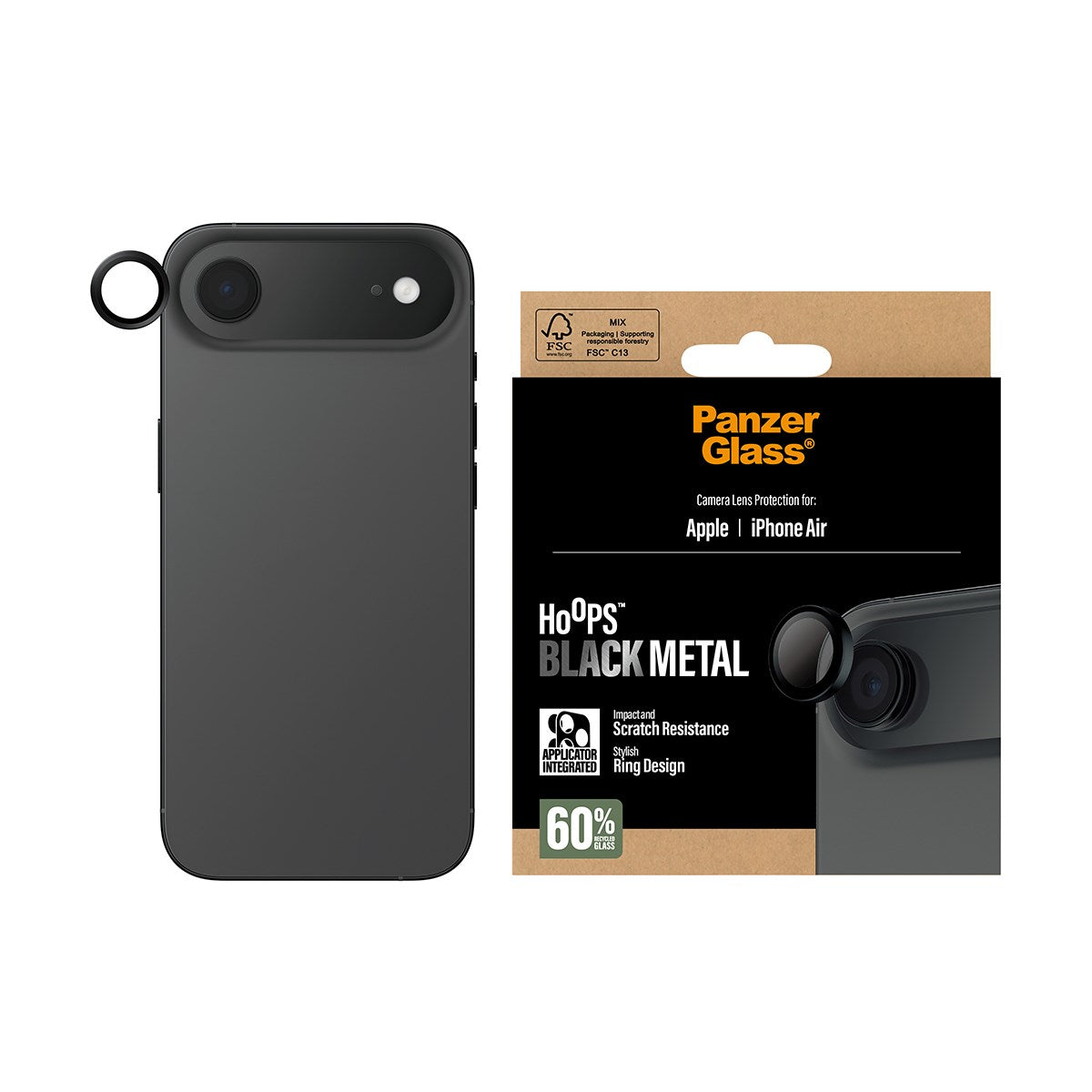 PanzerGlass® Hoops® Kameralinsebeskytter Sort iPhone Air