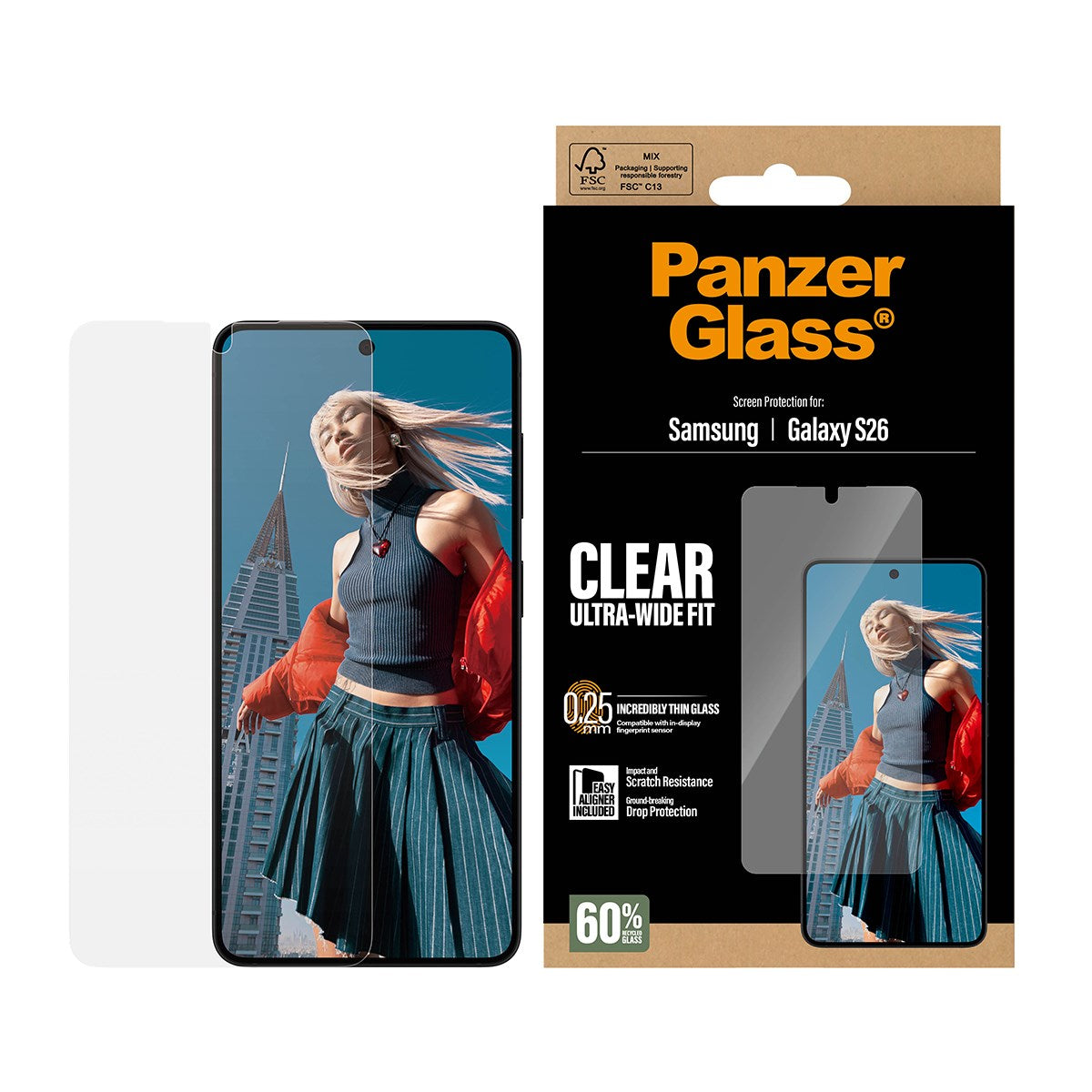 PanzerGlass® Skærmbeskyttelse Samsung Galaxy S26 | Ultra-Wide Fit m. EasyAligner