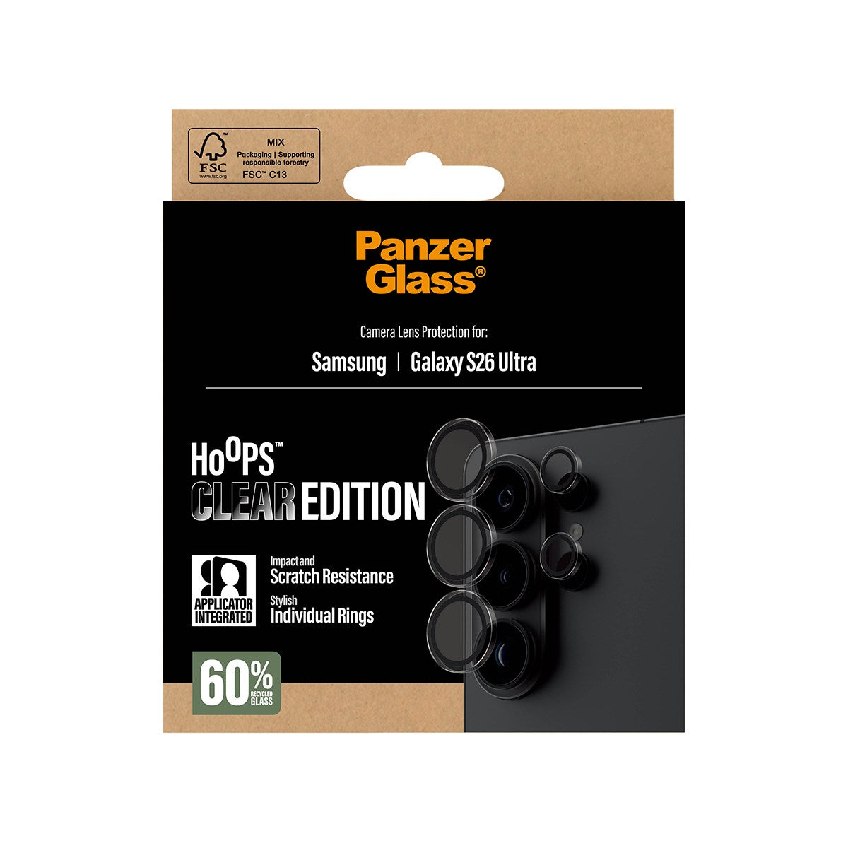 PanzerGlass® Hoops® Kameralinsebeskytter Transparent Samsung Galaxy S26 Ultra