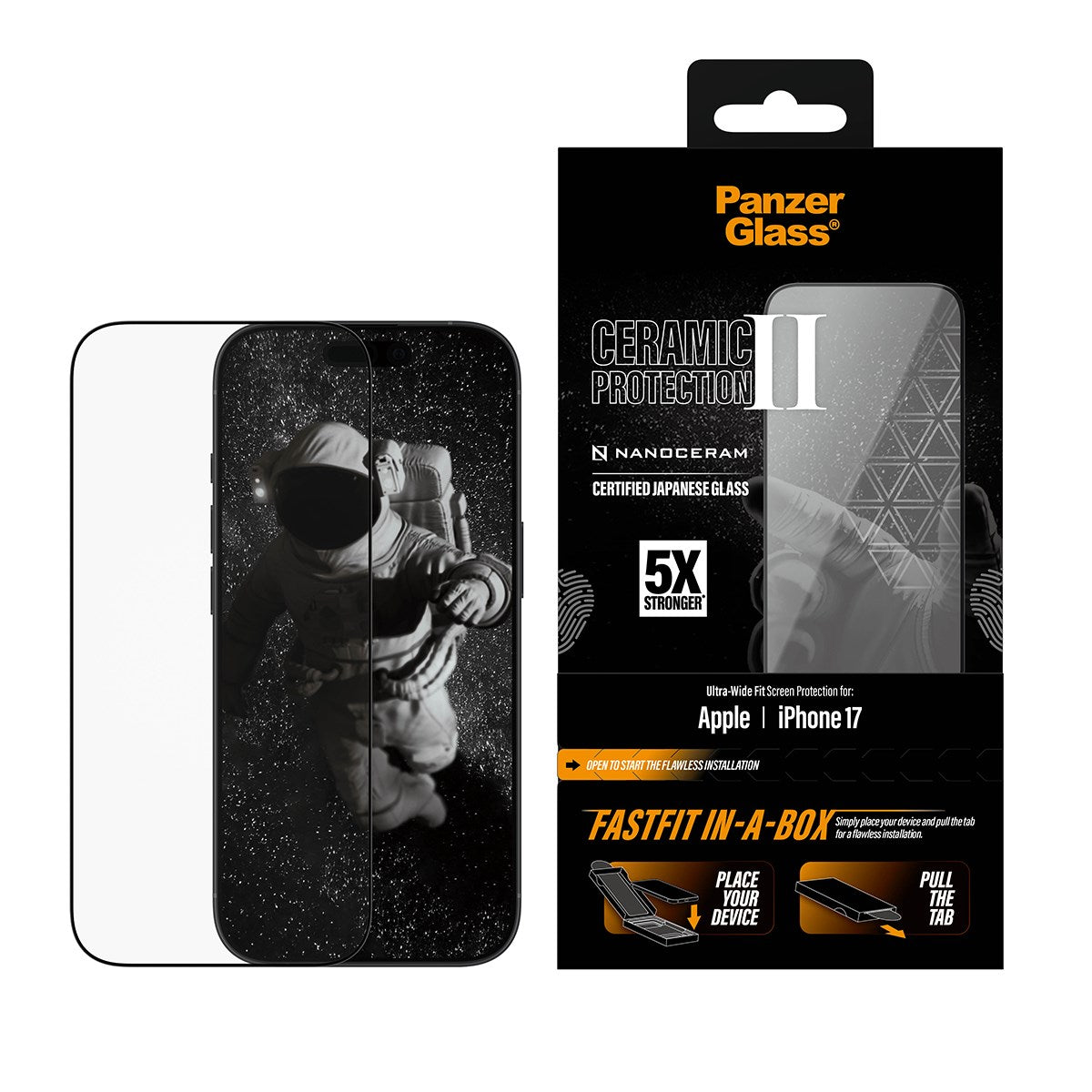 PanzerGlass® Ceramic Skærmbeskyttelse iPhone 17 | Ultra-Wide Fit m. FASTFIT IN-A-BOX
