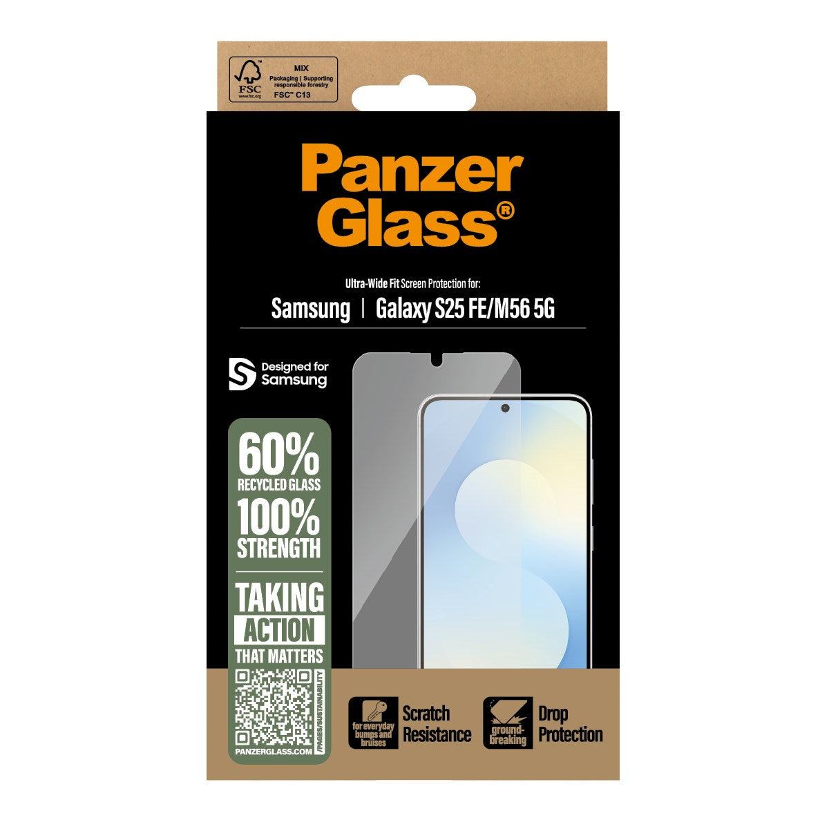 PanzerGlass® Skærmbeskyttelse Samsung Galaxy S25 FE 5G | M56 5G | Ultra-Wide Fit