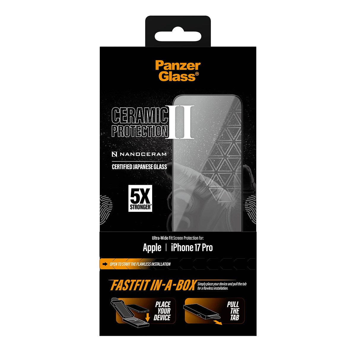 PanzerGlass® Ceramic Skærmbeskyttelse iPhone 17 Pro | Ultra-Wide Fit m. FASTFIT IN-A-BOX