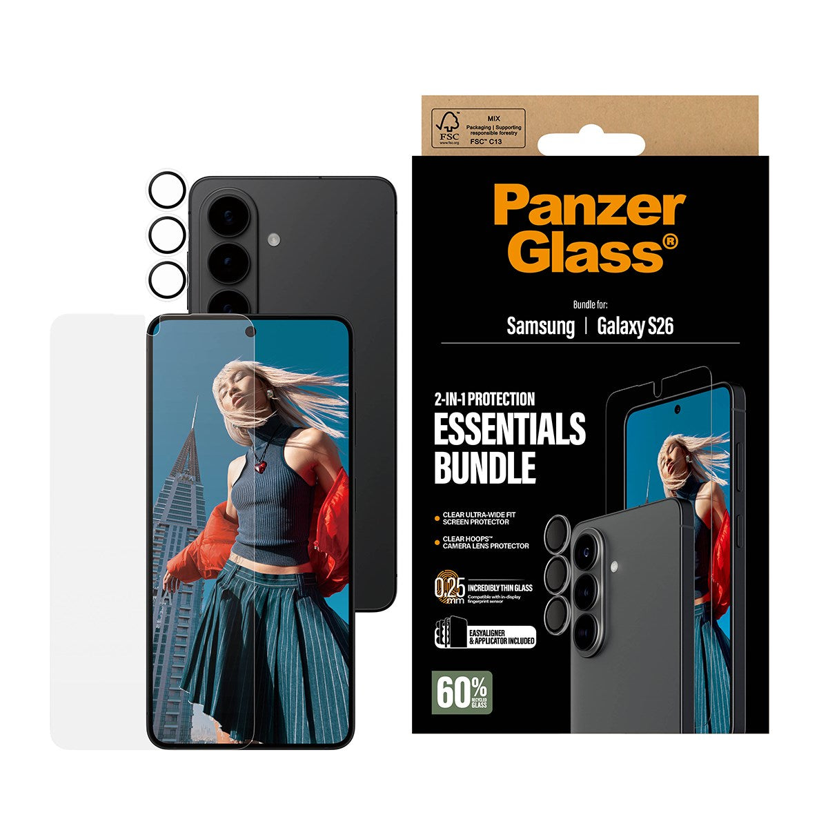 PanzerGlass® Hoops® 2-in-1 Pakke Samsung Galaxy S26 | Ultra-Wide Fit