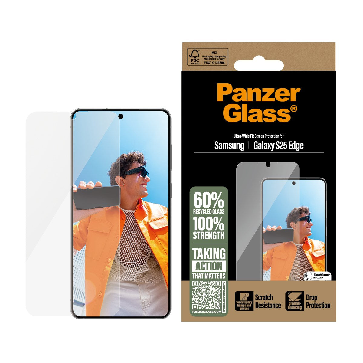 PanzerGlass® Skærmbeskyttelse Samsung S25 Edge | Ultra-Wide Fit