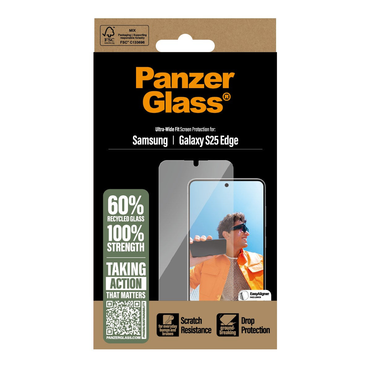 PanzerGlass® Skærmbeskyttelse Samsung S25 Edge | Ultra-Wide Fit