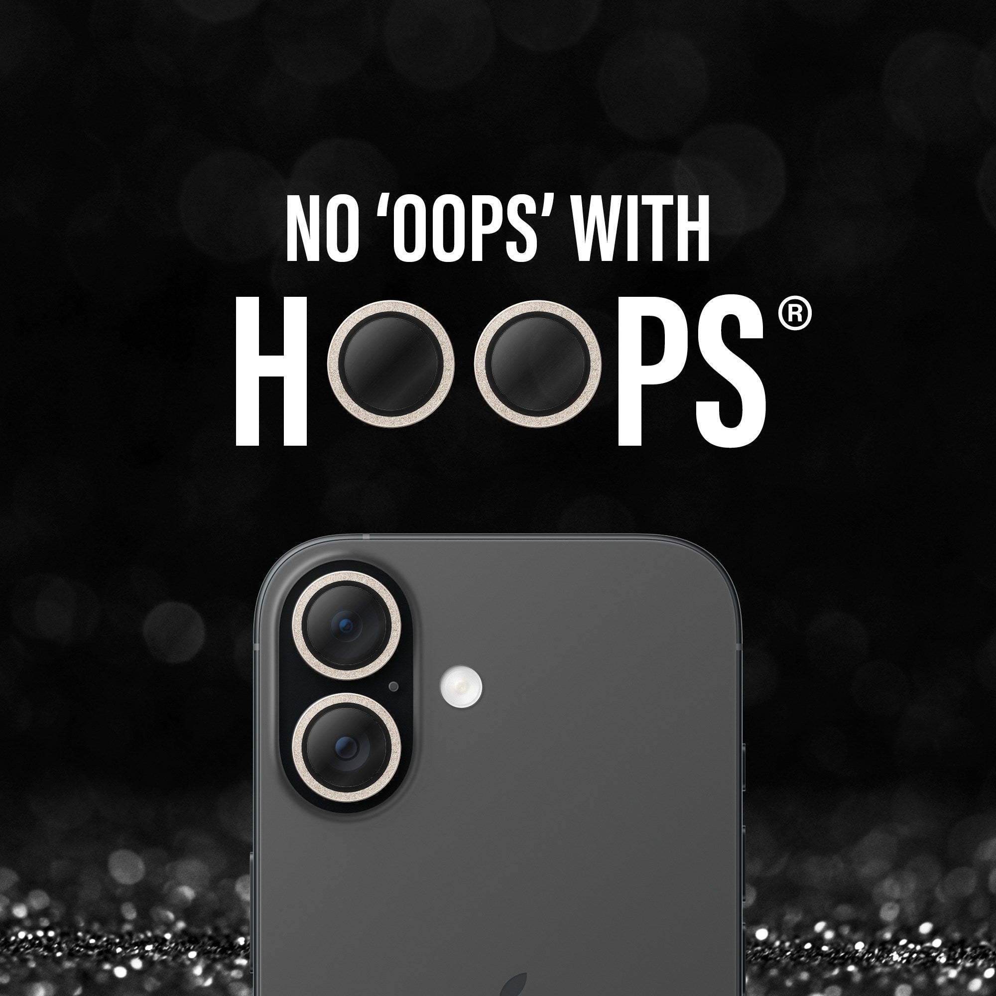 PanzerGlass® Hoops® Kameralinsebeskytter Glitter Guld iPhone 17 | iPhone 16 | 16 Plus