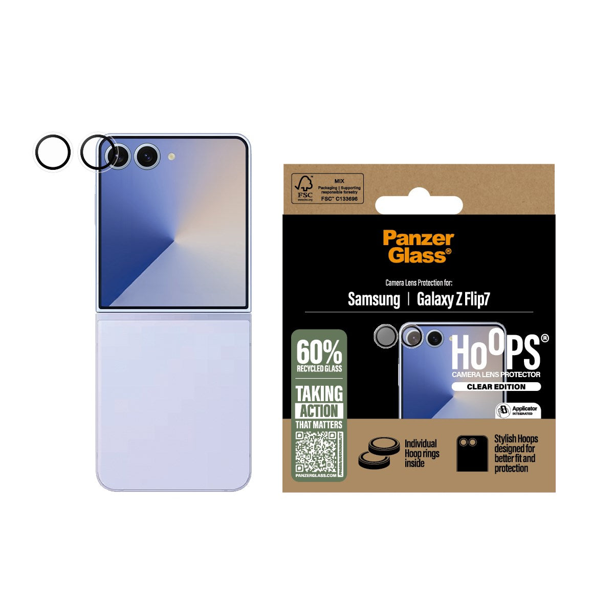 PanzerGlass® Hoops® Kameralinsebeskytter Transparent Samsung Galaxy Z Flip7