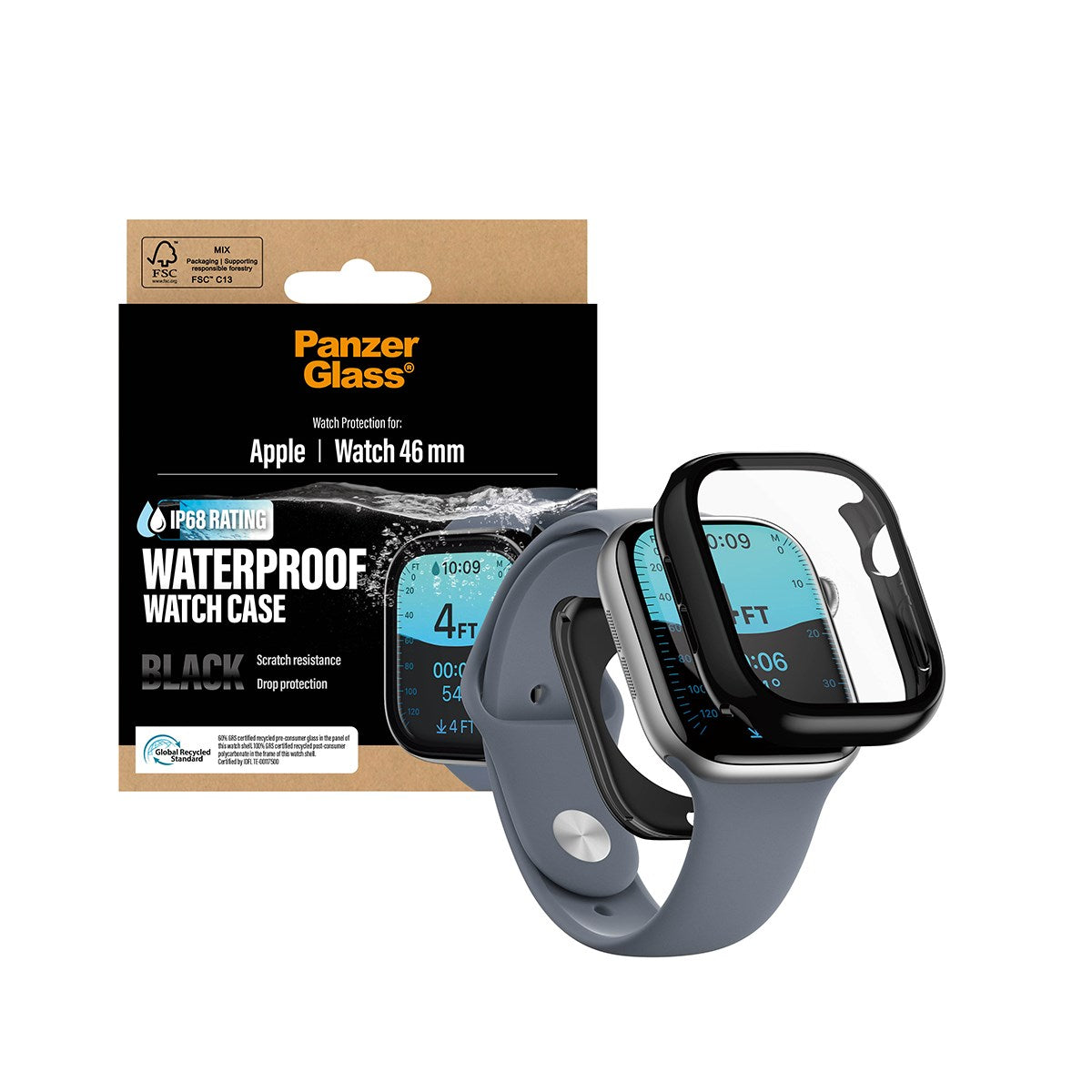 PanzerGlass® Waterproof Full Body Case Sort Apple Watch Series 11 | 10 | 46mm