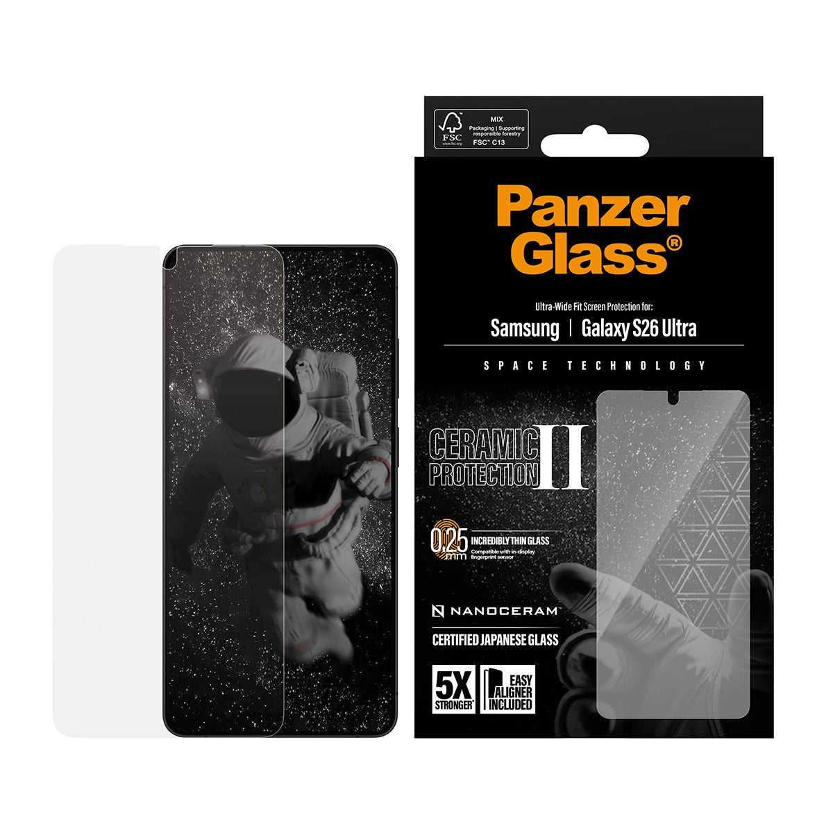 PanzerGlass® Ceramic Skærmbeskyttelse Samsung Galaxy S26 Ultra | Ultra-Wide Fit m. EasyAligner