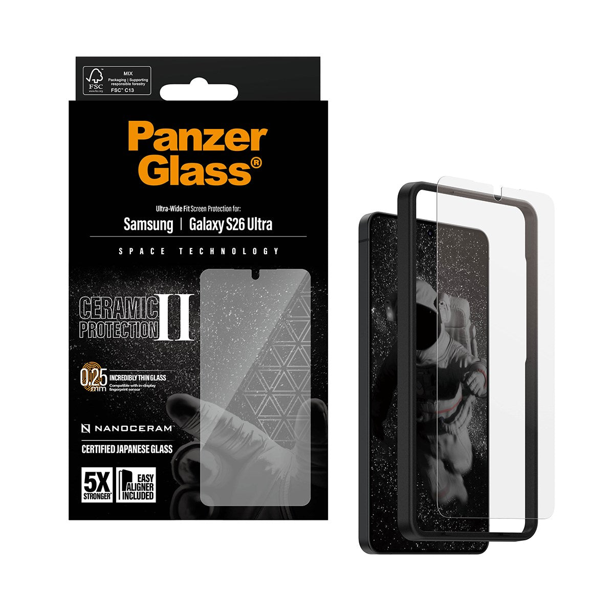PanzerGlass® Ceramic Skærmbeskyttelse Samsung Galaxy S26 Ultra | Ultra-Wide Fit m. EasyAligner