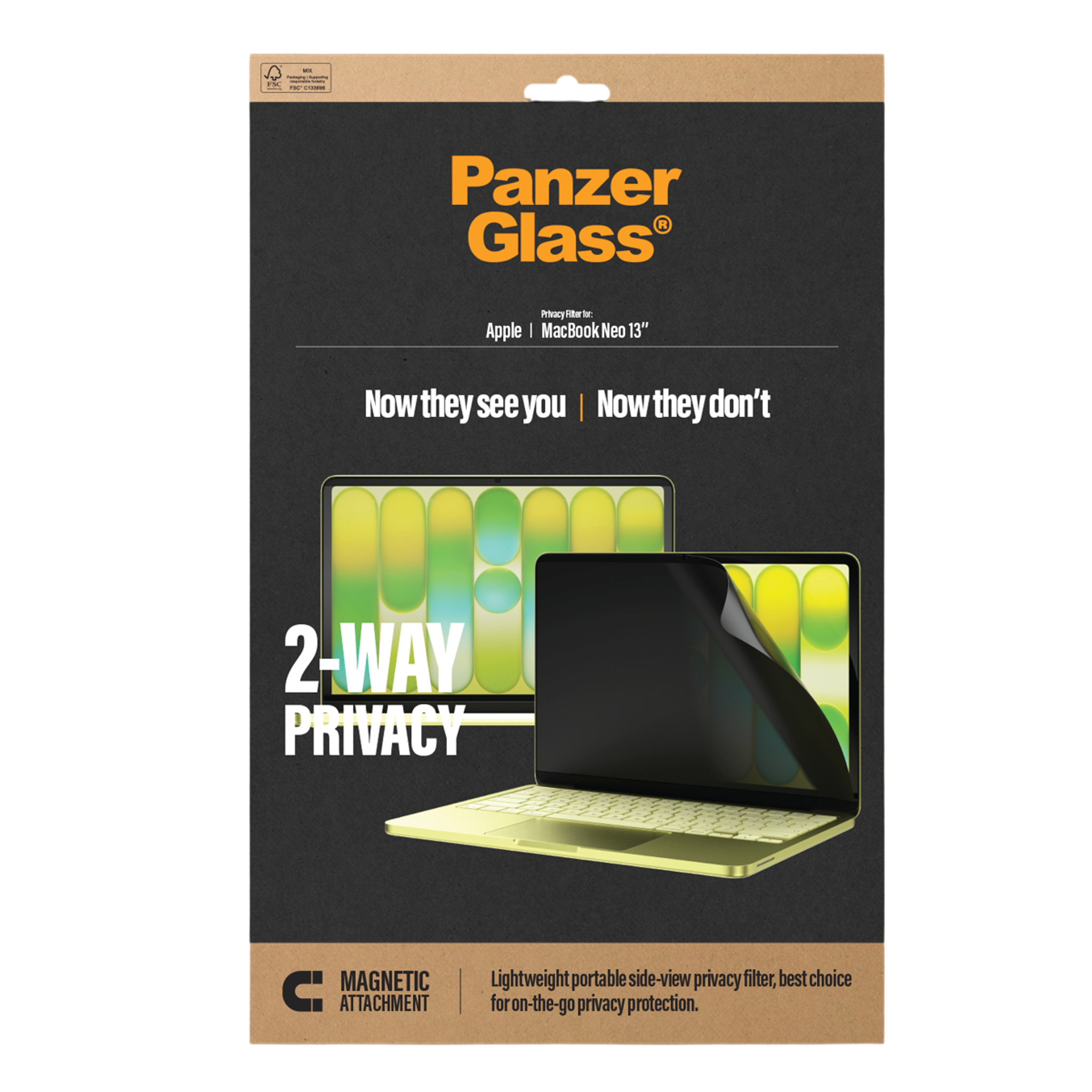 PanzerGlass® Magnetic 2-Way Privacy Film Skærmbeskyttelse Apple MacBook Neo 13'' M2 | M3 | M4 | M5