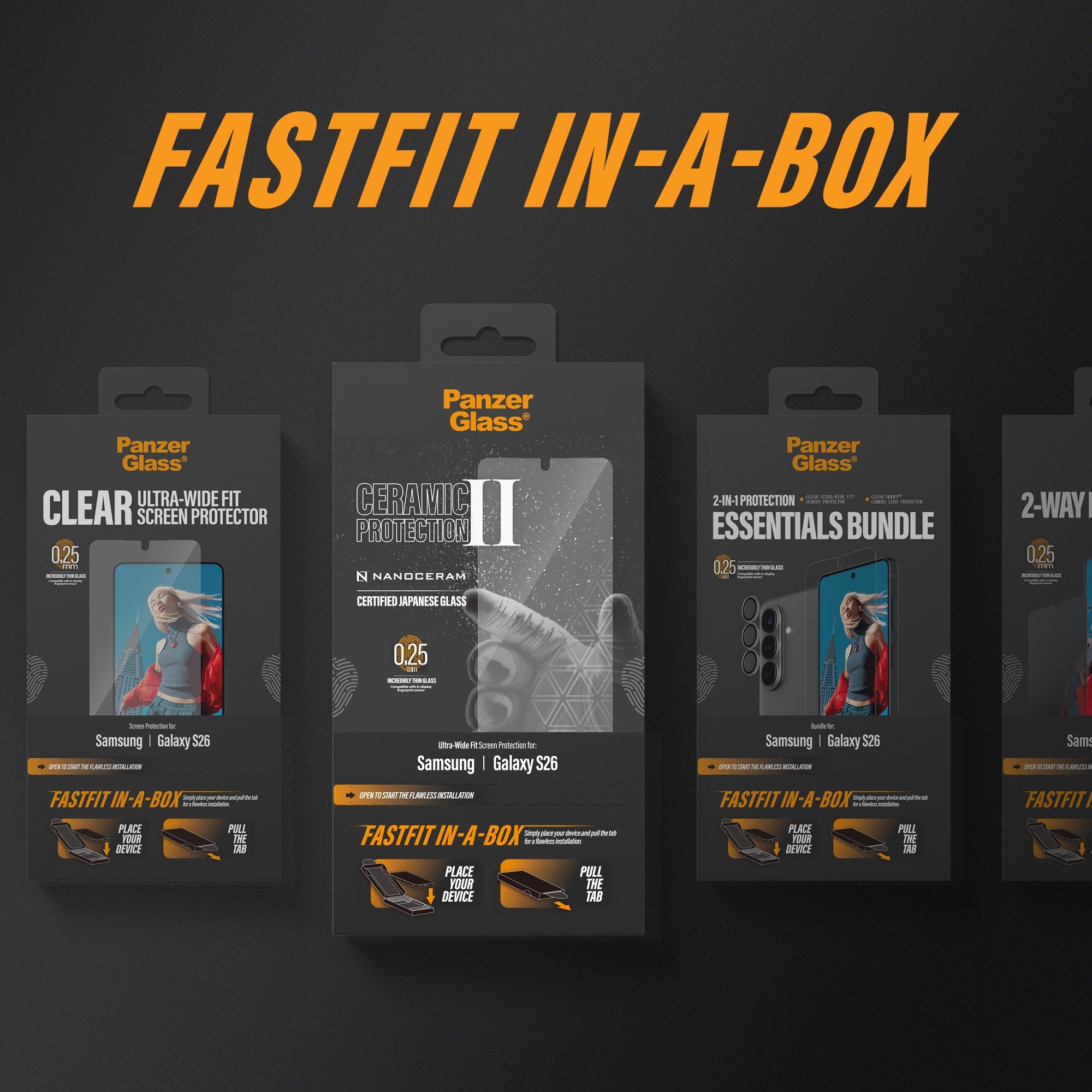 PanzerGlass® 2-Way Privacy Skærmbeskyttelse Samsung Galaxy S26 | Ultra-Wide Fit m. FASTFIT IN-A-BOX