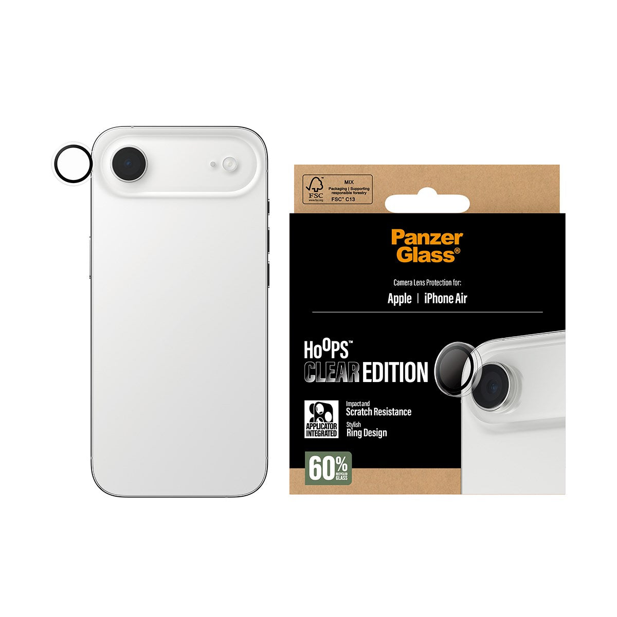 PanzerGlass® Hoops® Kameralinsebeskytter Transparent iPhone Air