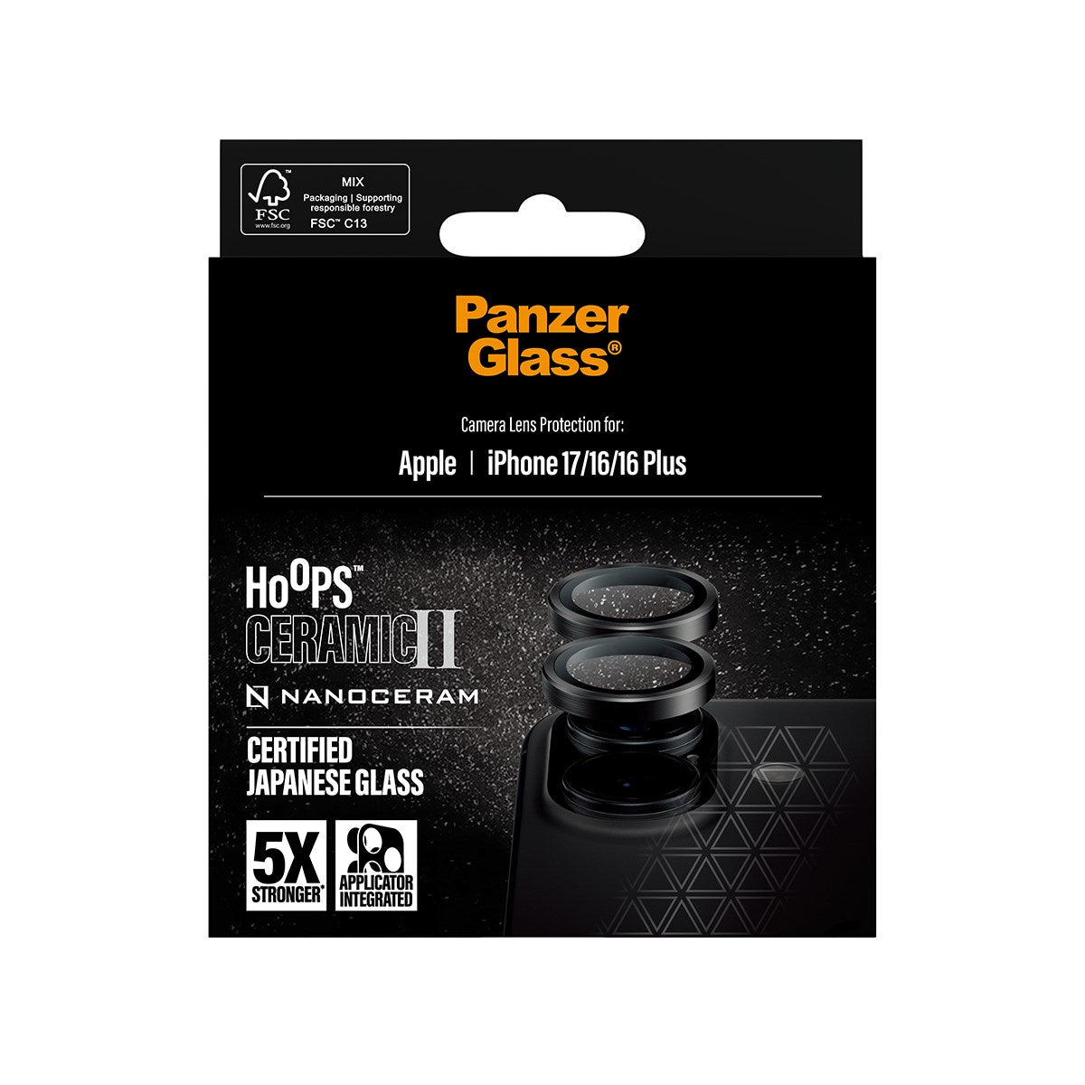 PanzerGlass® Hoops® Ceramic II Kameralinsebeskytter iPhone 17 | iPhone 16 | 16 Plus