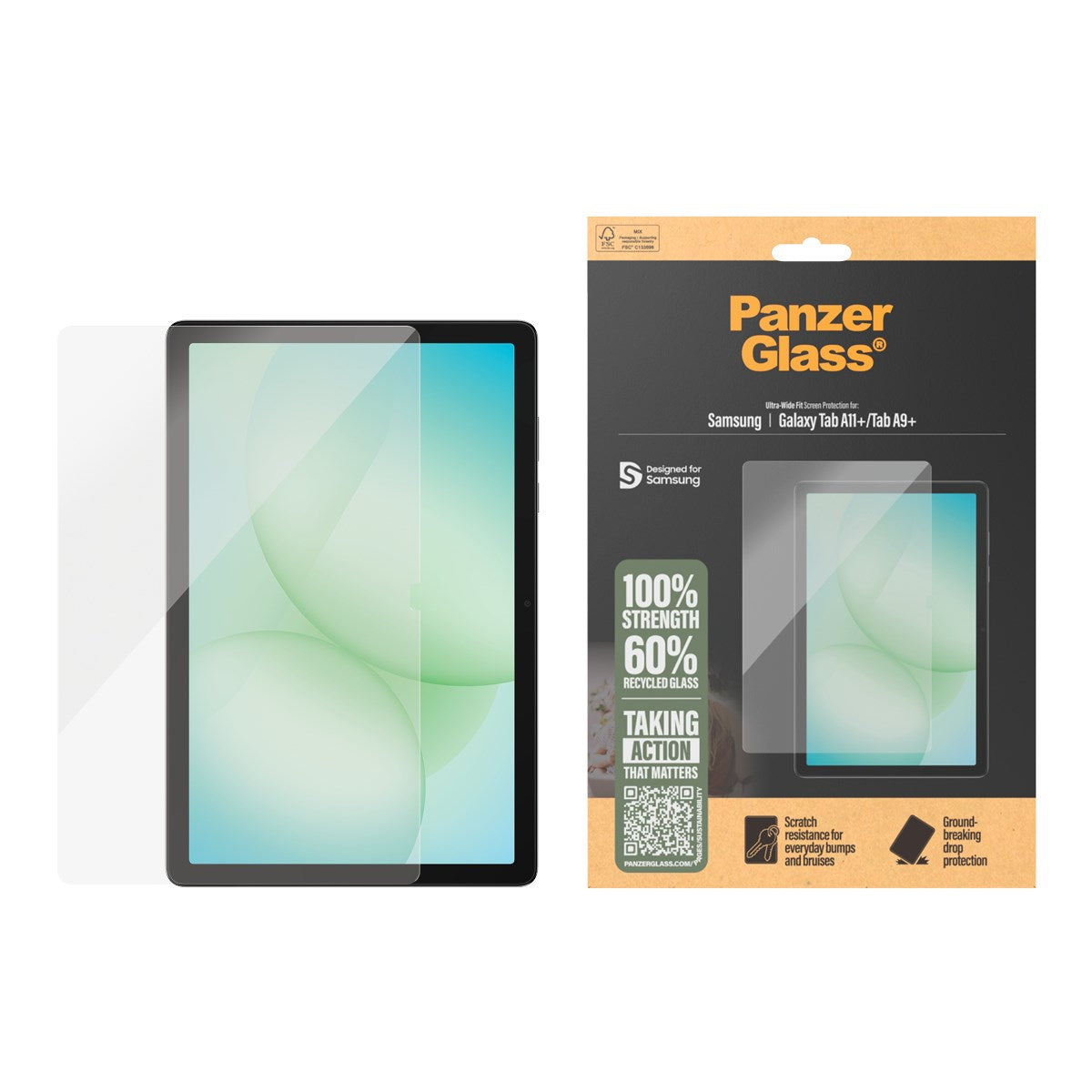 PanzerGlass® Skærmbeskyttelse Samsung Galaxy Tab A11+ | Tab A9+ | Ultra-Wide Fit