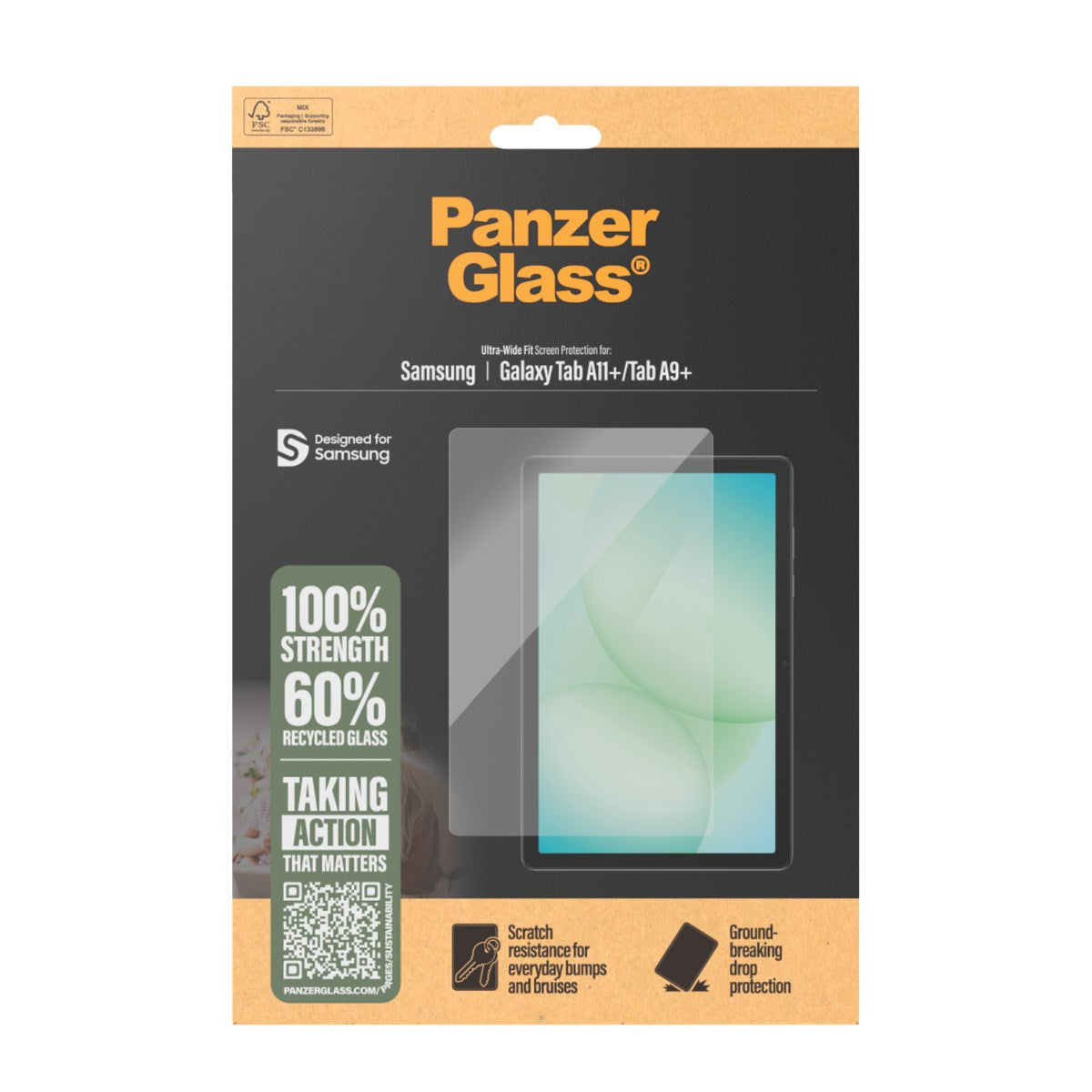 PanzerGlass® Skærmbeskyttelse Samsung Galaxy Tab A11+ | Tab A9+ | Ultra-Wide Fit