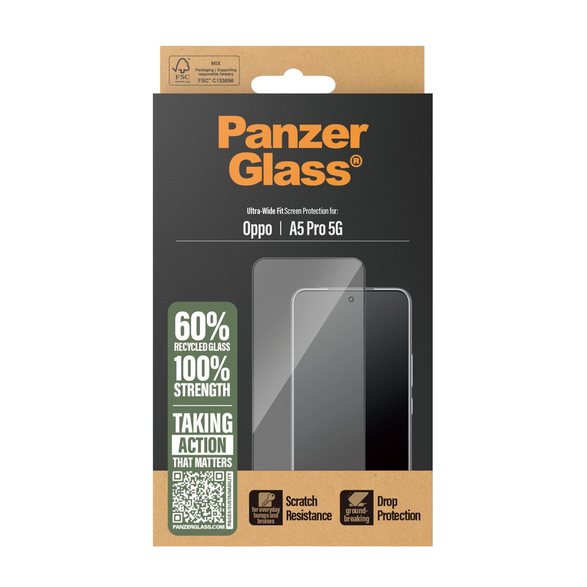 PanzerGlass® Skærmbeskyttelse OPPO A5 Pro 5G | Ultra-Wide Fit