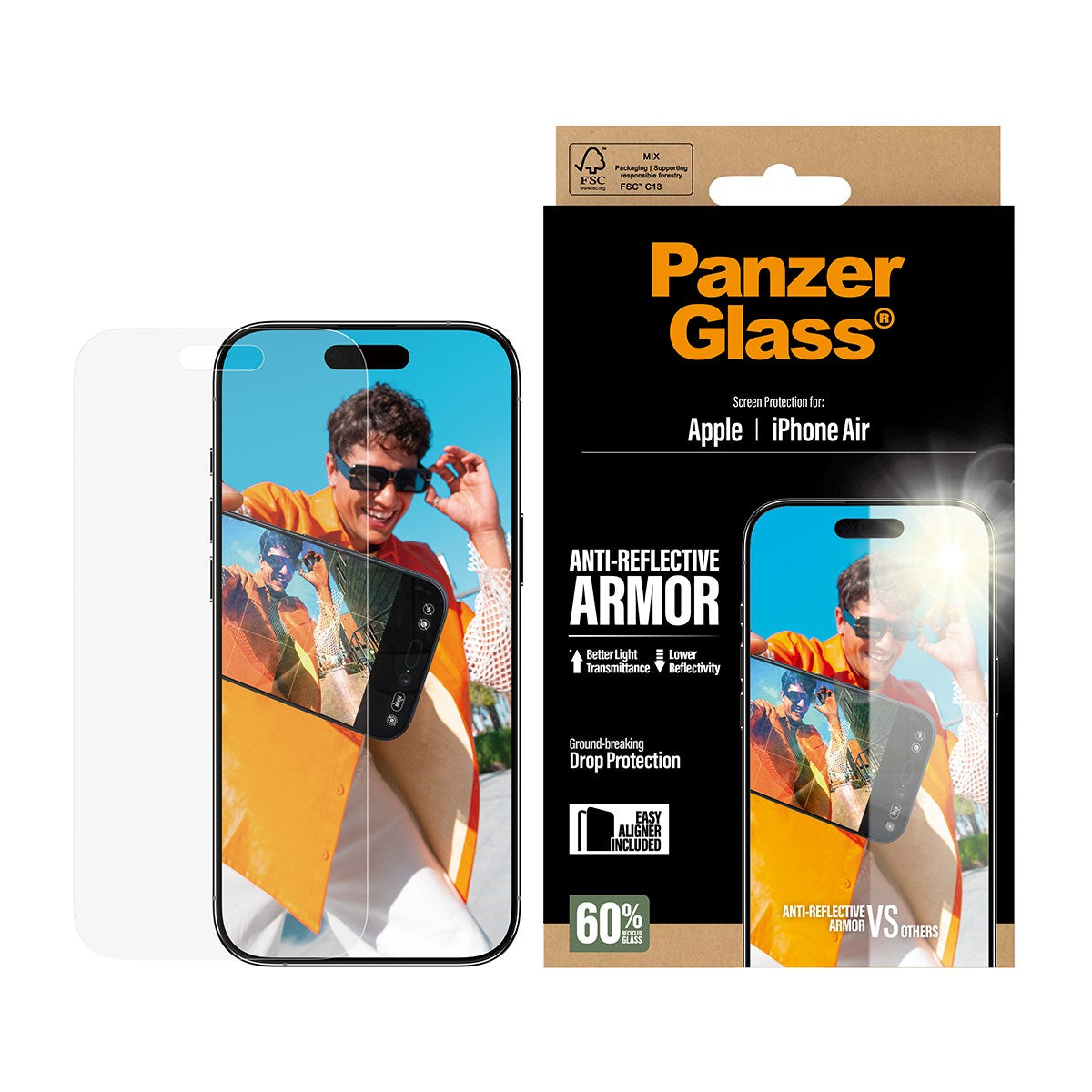 PanzerGlass® Anti-Reflective Armor Skærmbeskyttelse iPhone Air m. EasyAligner
