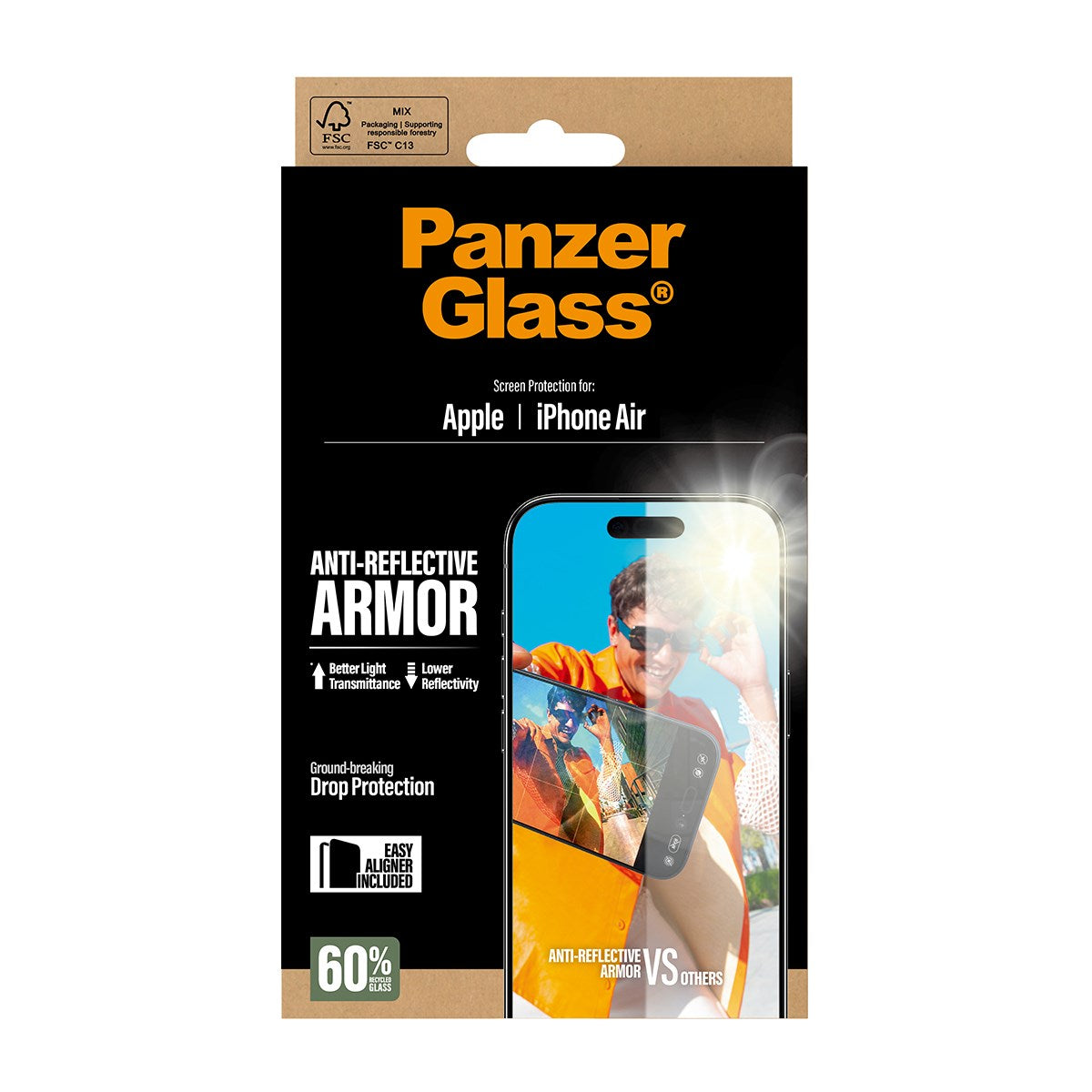 PanzerGlass® Anti-Reflective Armor Skærmbeskyttelse iPhone Air m. EasyAligner
