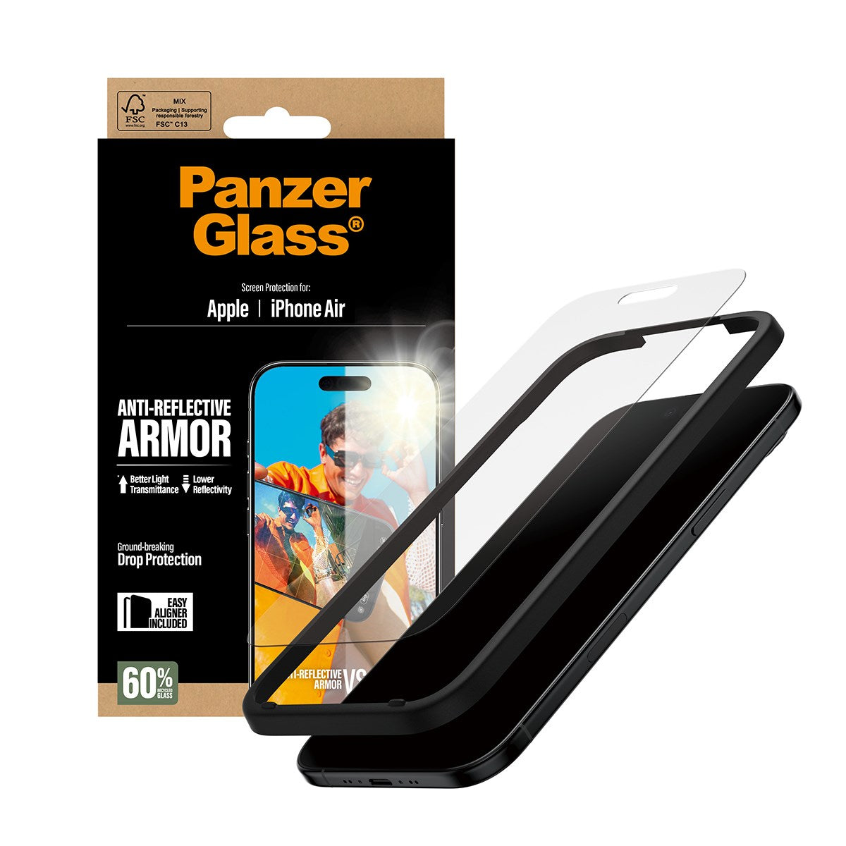 PanzerGlass® Anti-Reflective Armor Skærmbeskyttelse iPhone Air m. EasyAligner