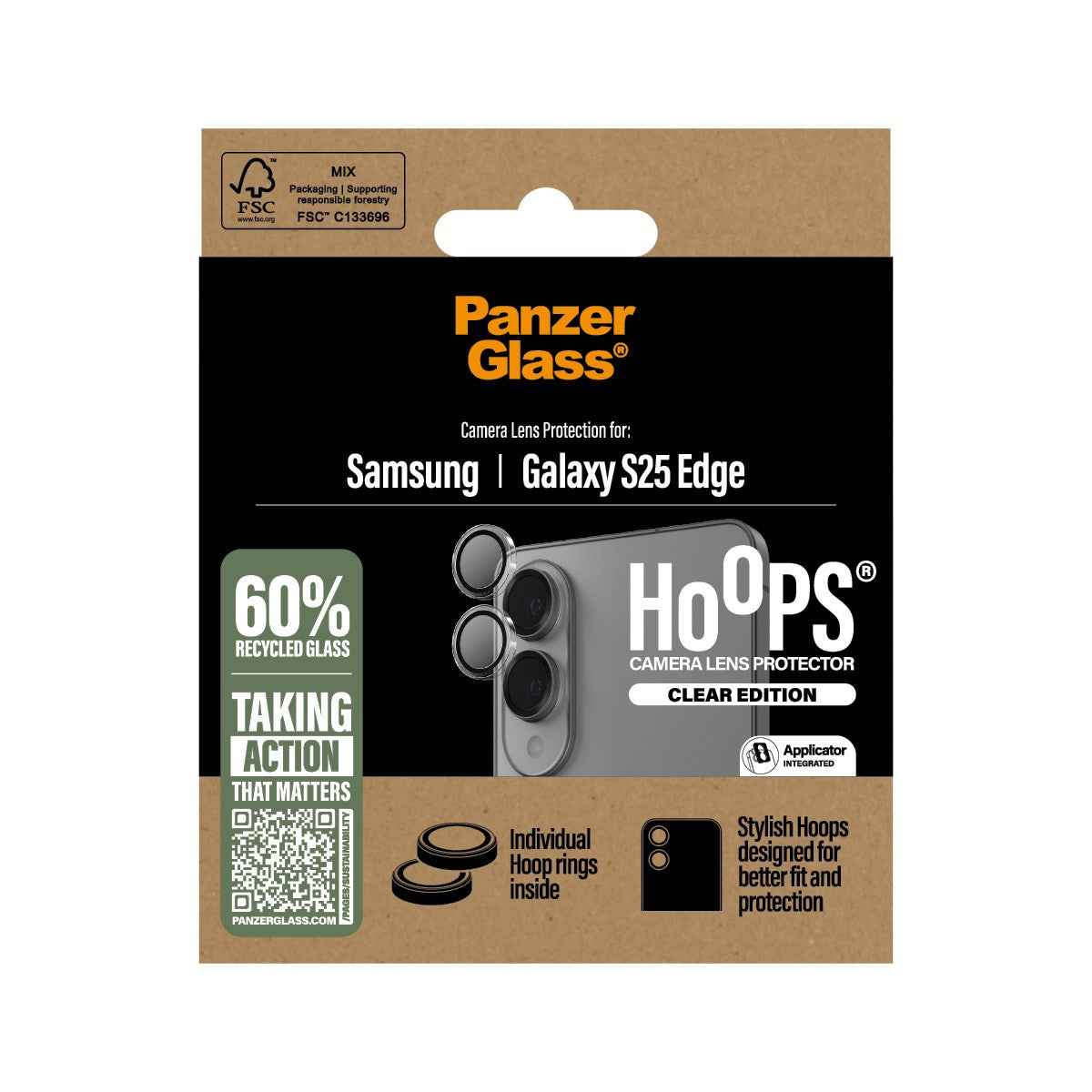 PanzerGlass® Hoops® Kameralinsebeskytter Transparent Samsung S25 Edge