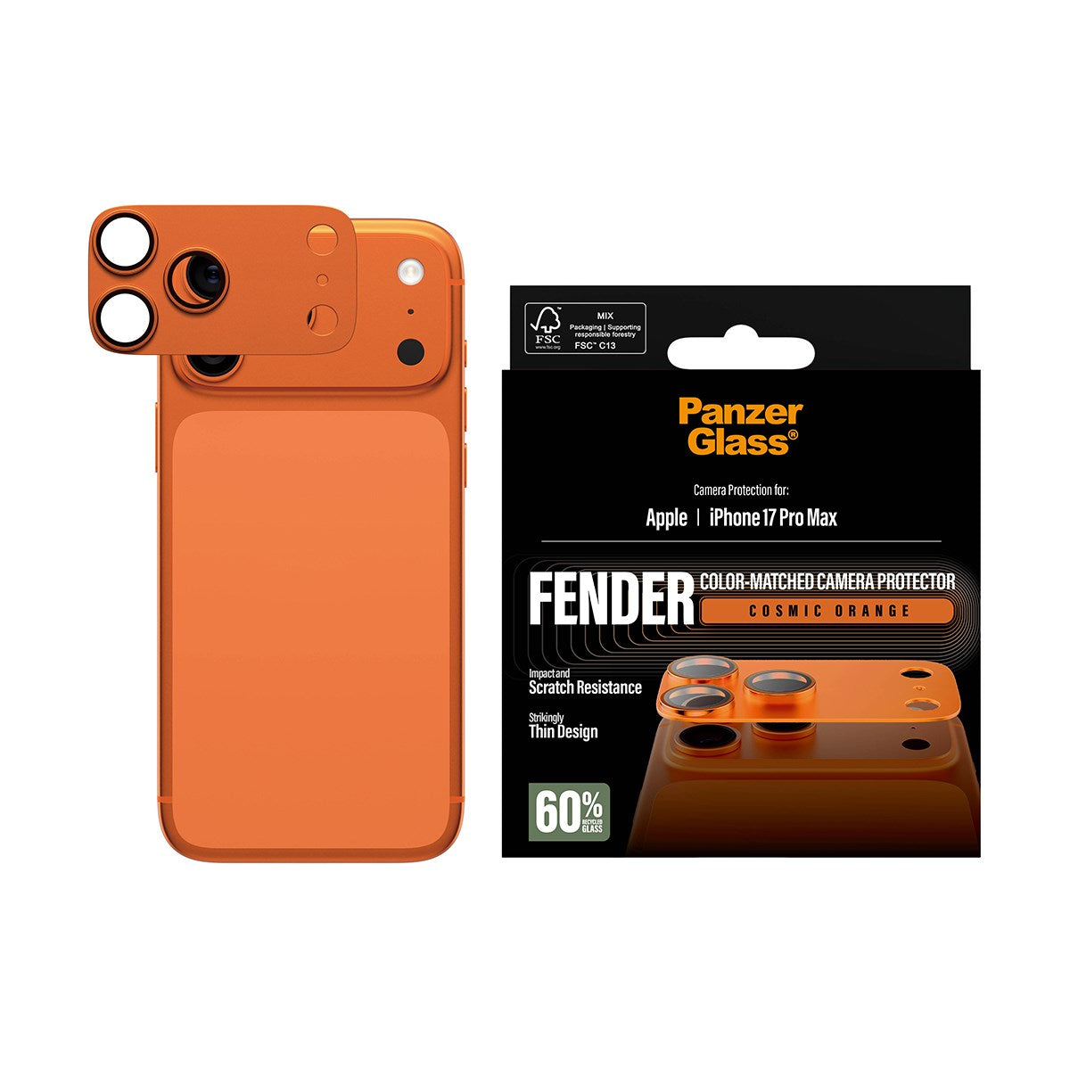 PanzerGlass® Fender Kamerabeskytter Kosmisk Orange iPhone 17 Pro Max
