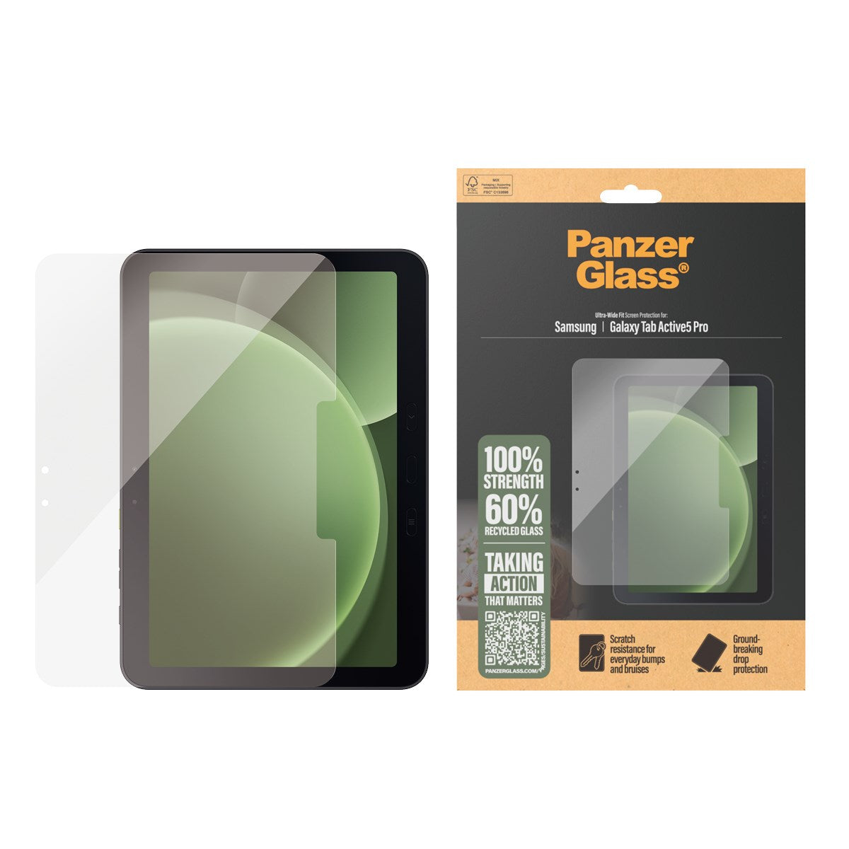 PanzerGlass® Skærmbeskyttelse Samsung Galaxy Tab Active5 Pro | Ultra-Wide Fit