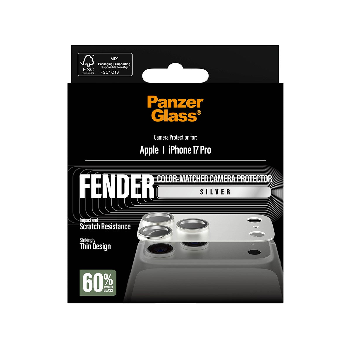PanzerGlass® Fender Kamerabeskytter Sølv iPhone 17 Pro