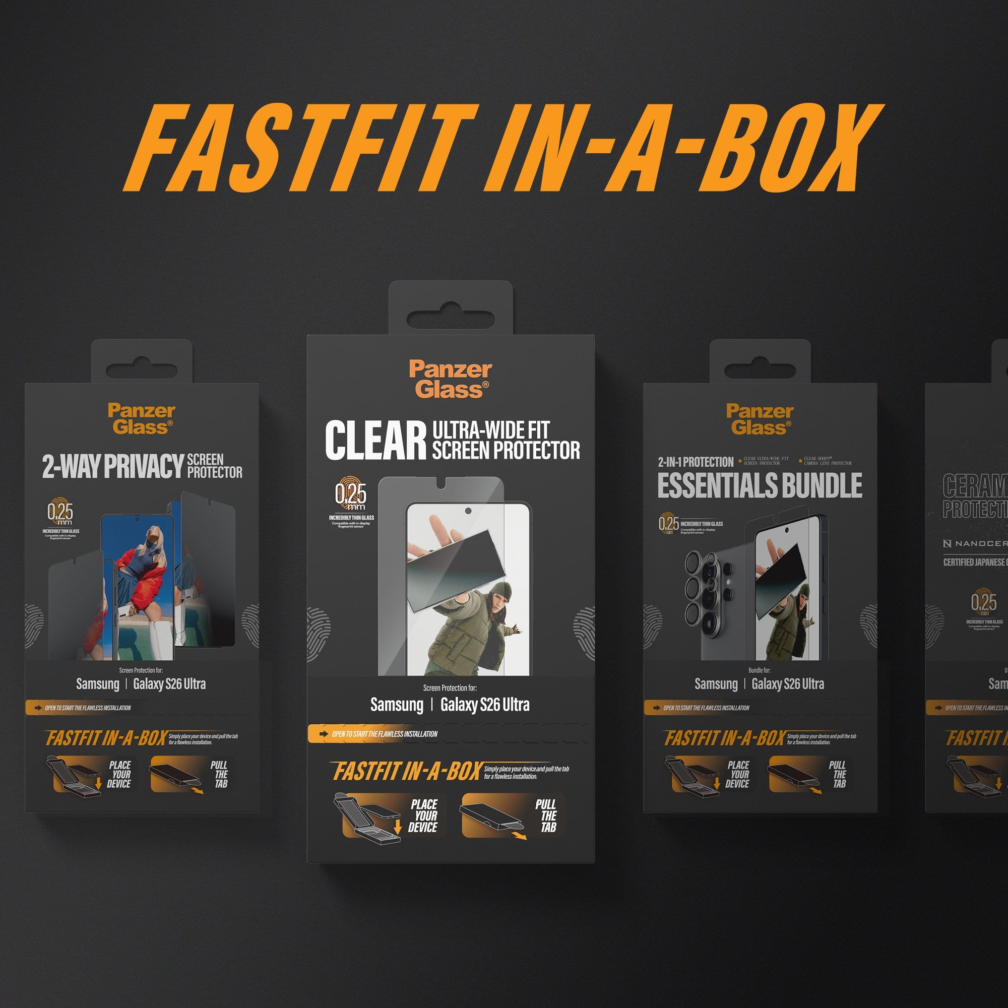 PanzerGlass® Ceramic Skærmbeskyttelse Samsung Galaxy S26 Ultra | Ultra-Wide Fit m. FASTFIT IN-A-BOX