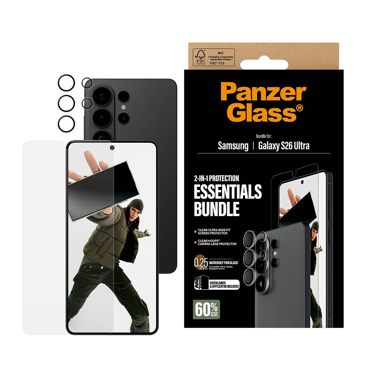 PanzerGlass® Hoops® 2-in-1 Pakke Samsung Galaxy S26 Ultra | Ultra-Wide Fit