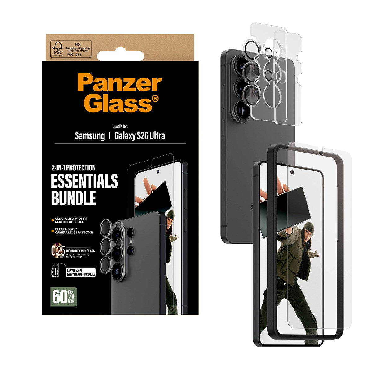 PanzerGlass® Hoops® 2-in-1 Pakke Samsung Galaxy S26 Ultra | Ultra-Wide Fit