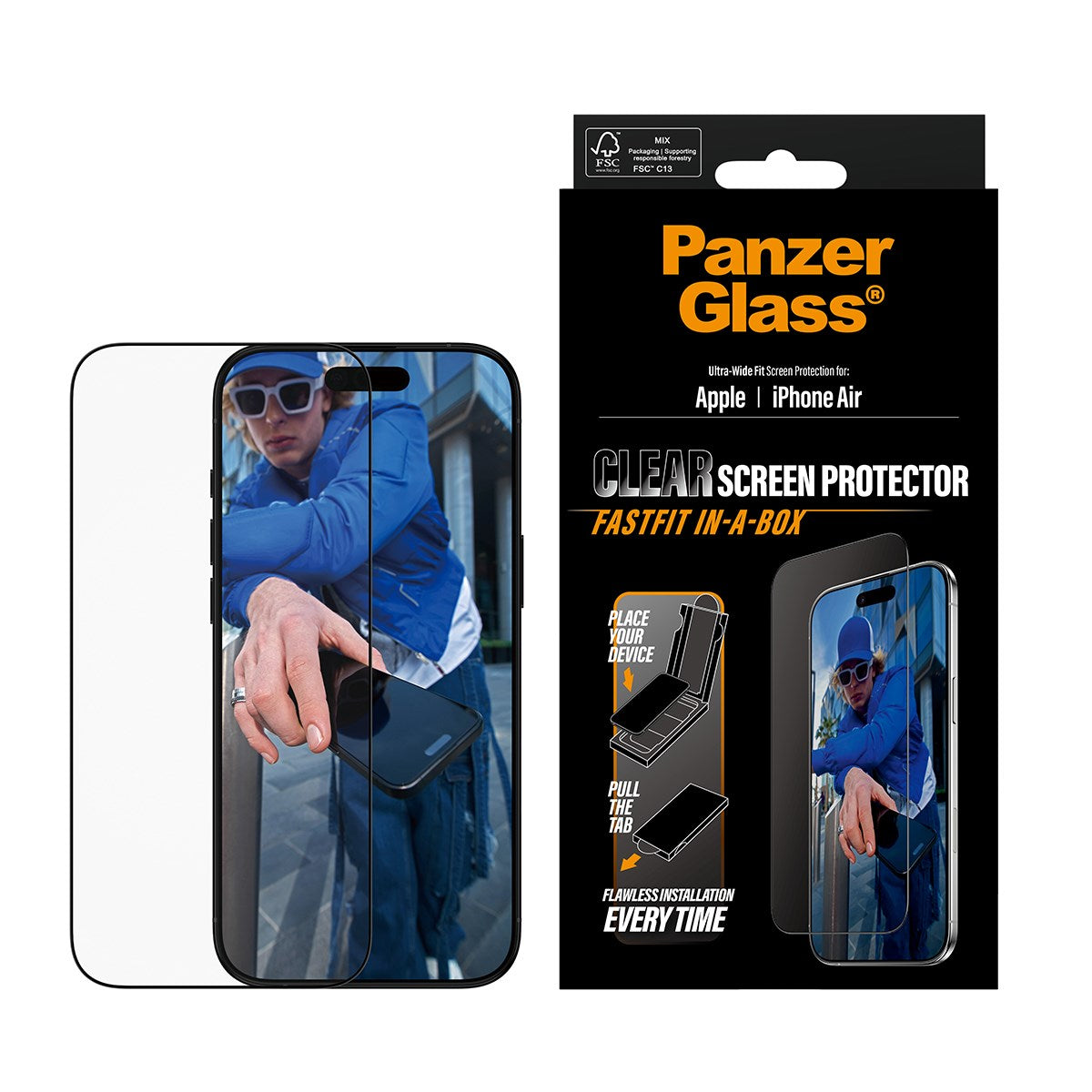 PanzerGlass® Skærmbeskyttelse iPhone Air | Ultra-Wide Fit m. FASTFIT IN-A-BOX