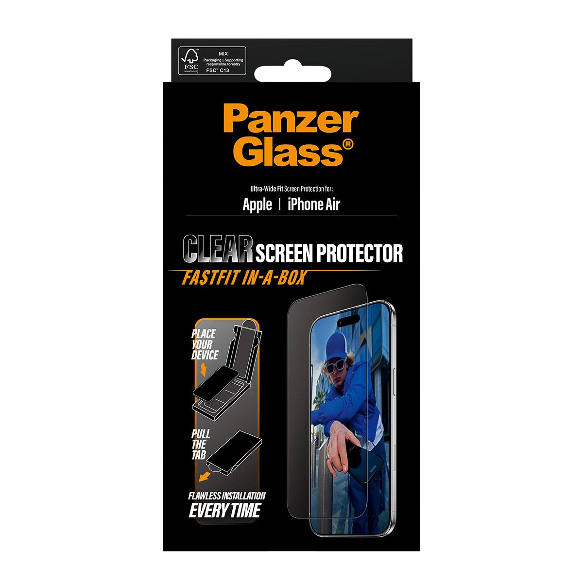 PanzerGlass® Skærmbeskyttelse iPhone Air | Ultra-Wide Fit m. FASTFIT IN-A-BOX