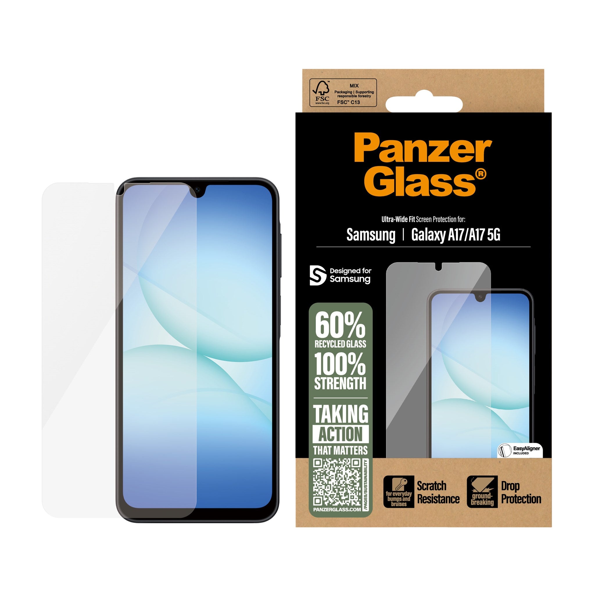 PanzerGlass® Skærmbeskyttelse Samsung Galaxy A17 | A17 5G | Ultra-Wide Fit m. EasyAligner