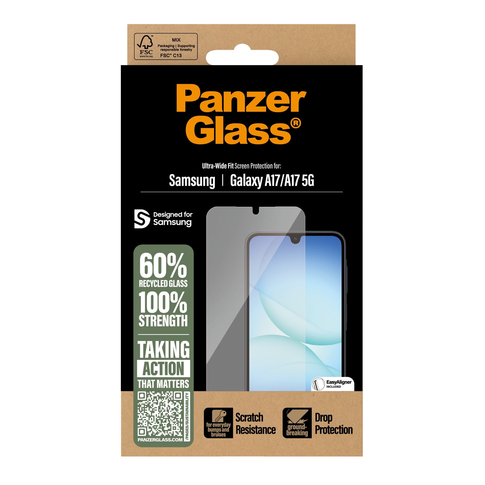 PanzerGlass® Skærmbeskyttelse Samsung Galaxy A17 | A17 5G | Ultra-Wide Fit m. EasyAligner