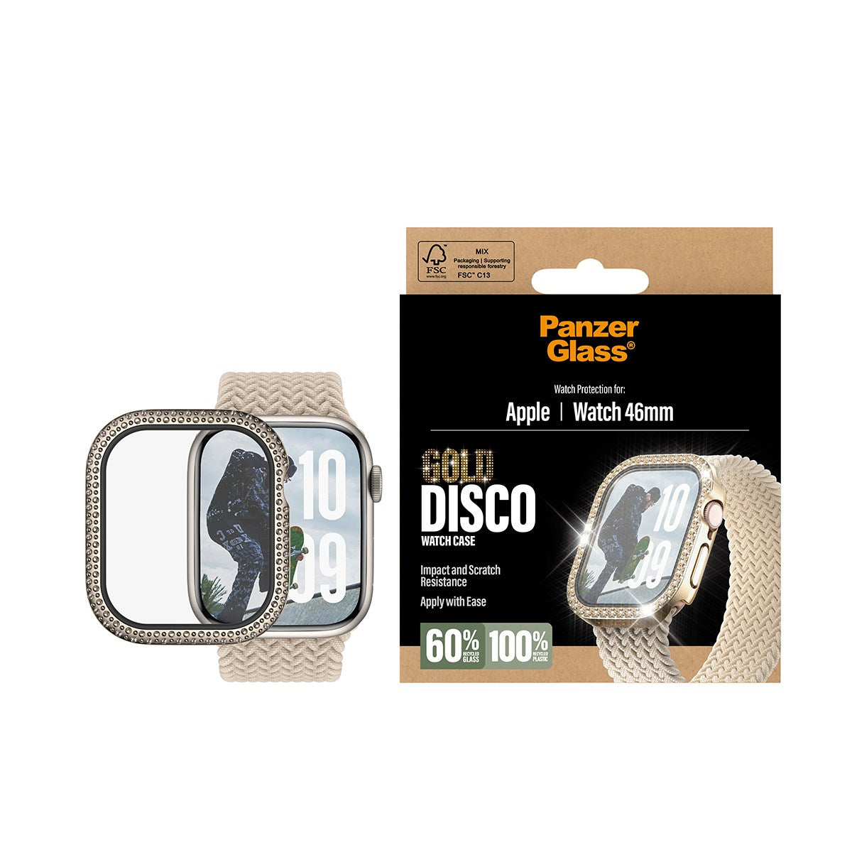 PanzerGlass® Skærmbeskyttelse Full body Disco Guld Apple Watch Series 11 | 10 | 46mm