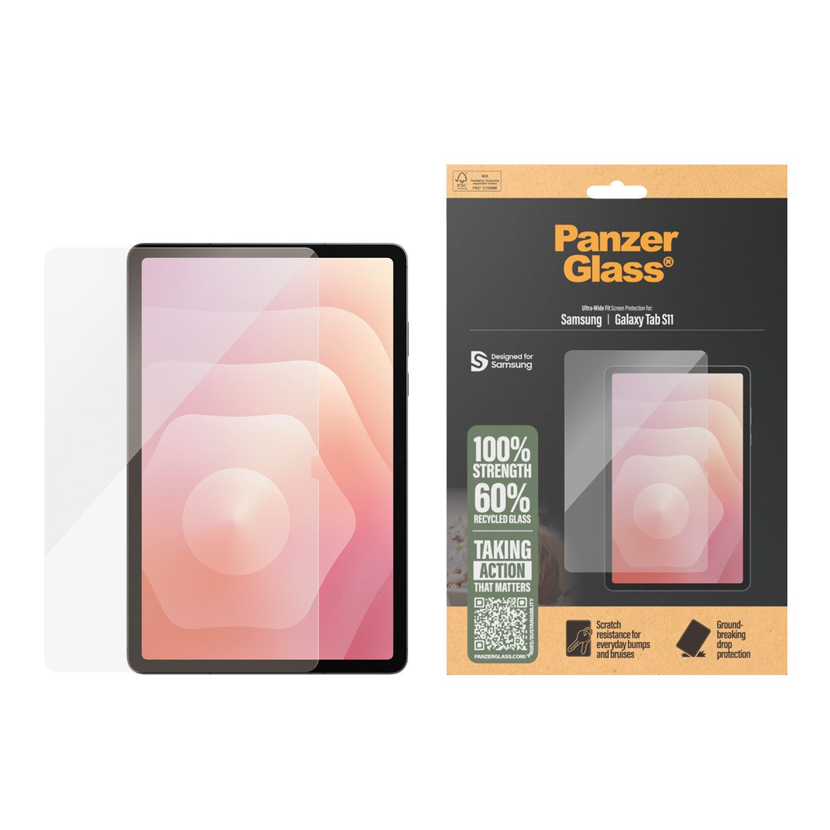 PanzerGlass® Skærmbeskyttelse Samsung Galaxy Tab S11 | Ultra-Wide Fit