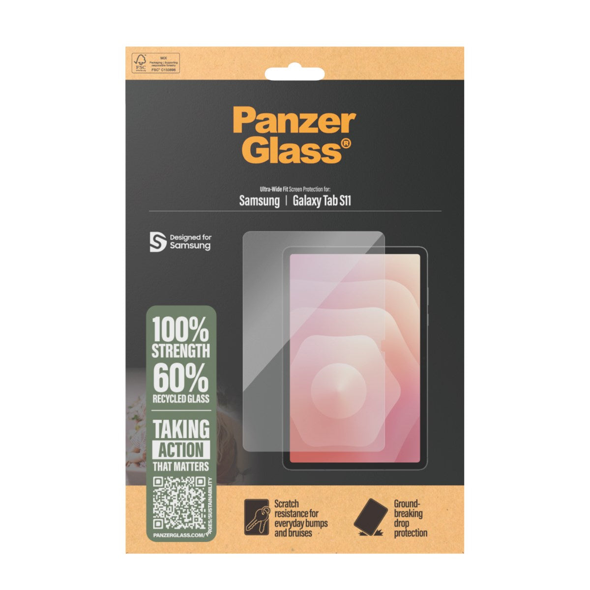 PanzerGlass® Skærmbeskyttelse Samsung Galaxy Tab S11 | Ultra-Wide Fit