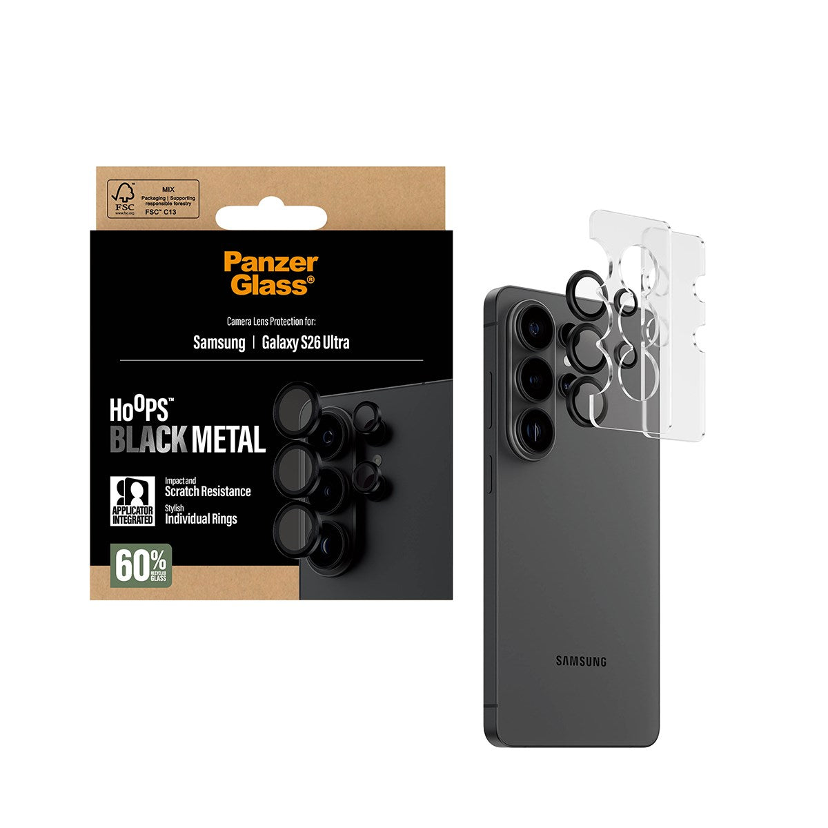 PanzerGlass® Hoops® Kameralinsebeskytter Sort Samsung Galaxy S26 Ultra
