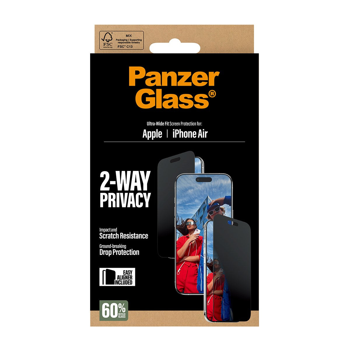 PanzerGlass® 2-Way Privacy Skærmbeskyttelse iPhone Air | Ultra-Wide Fit m. EasyAligner
